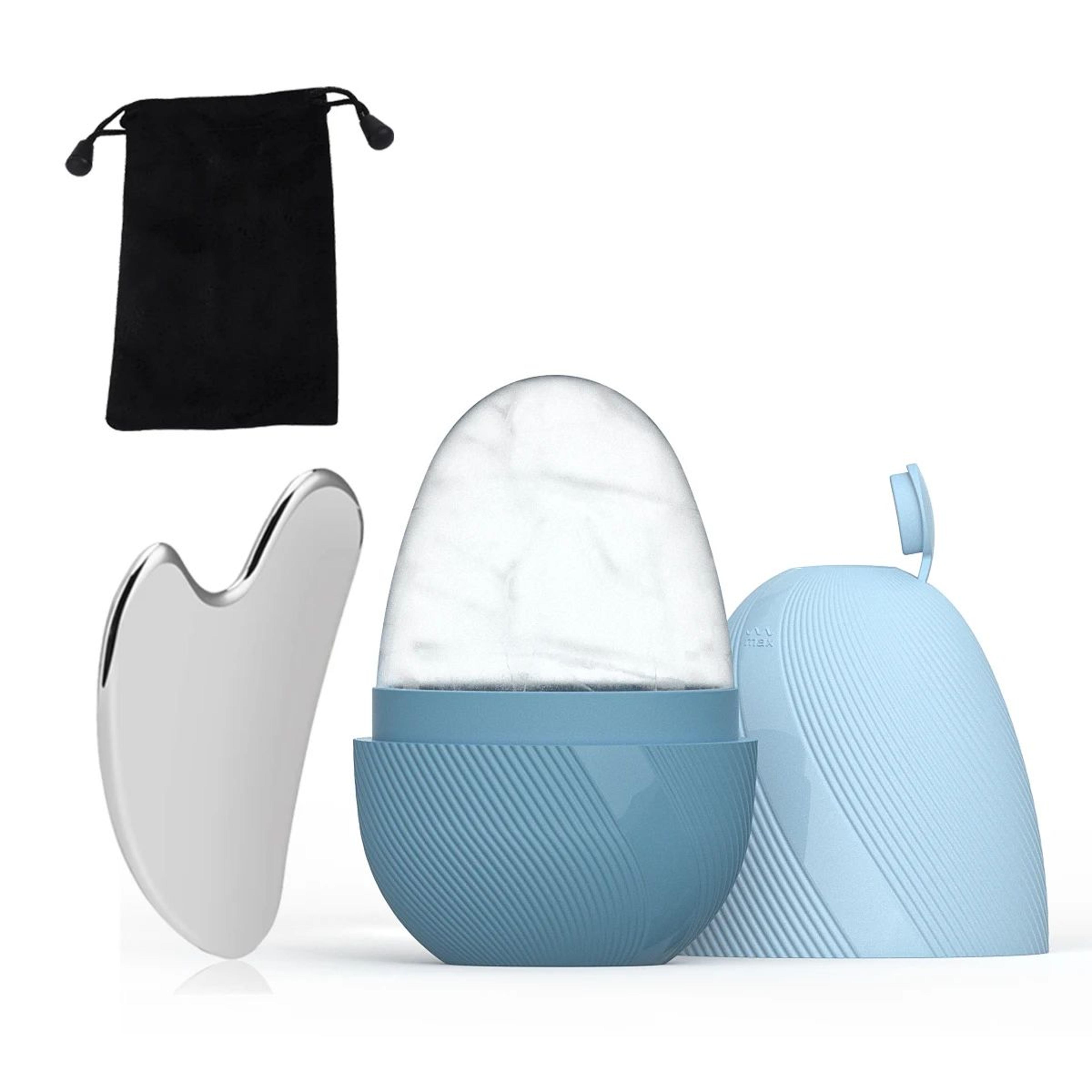 CryoGlow Ice Face Roller  Stainless Steel Gua Sha Facial Sculpting Set 9