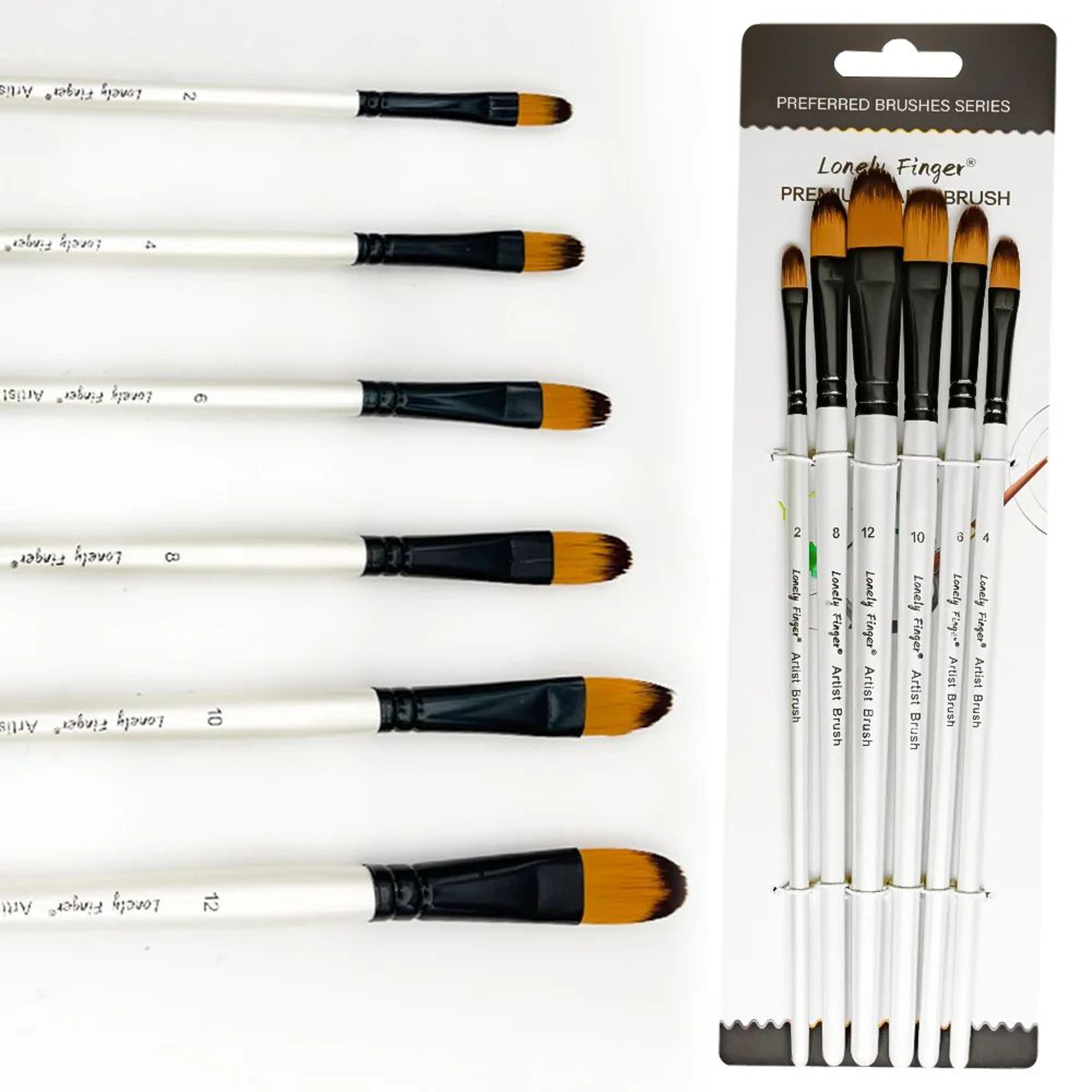 Precision Control Paint Brush Set  6pc Nylon Flat Artist Paint Brushes For Watercolor Acrylic  Oil  9