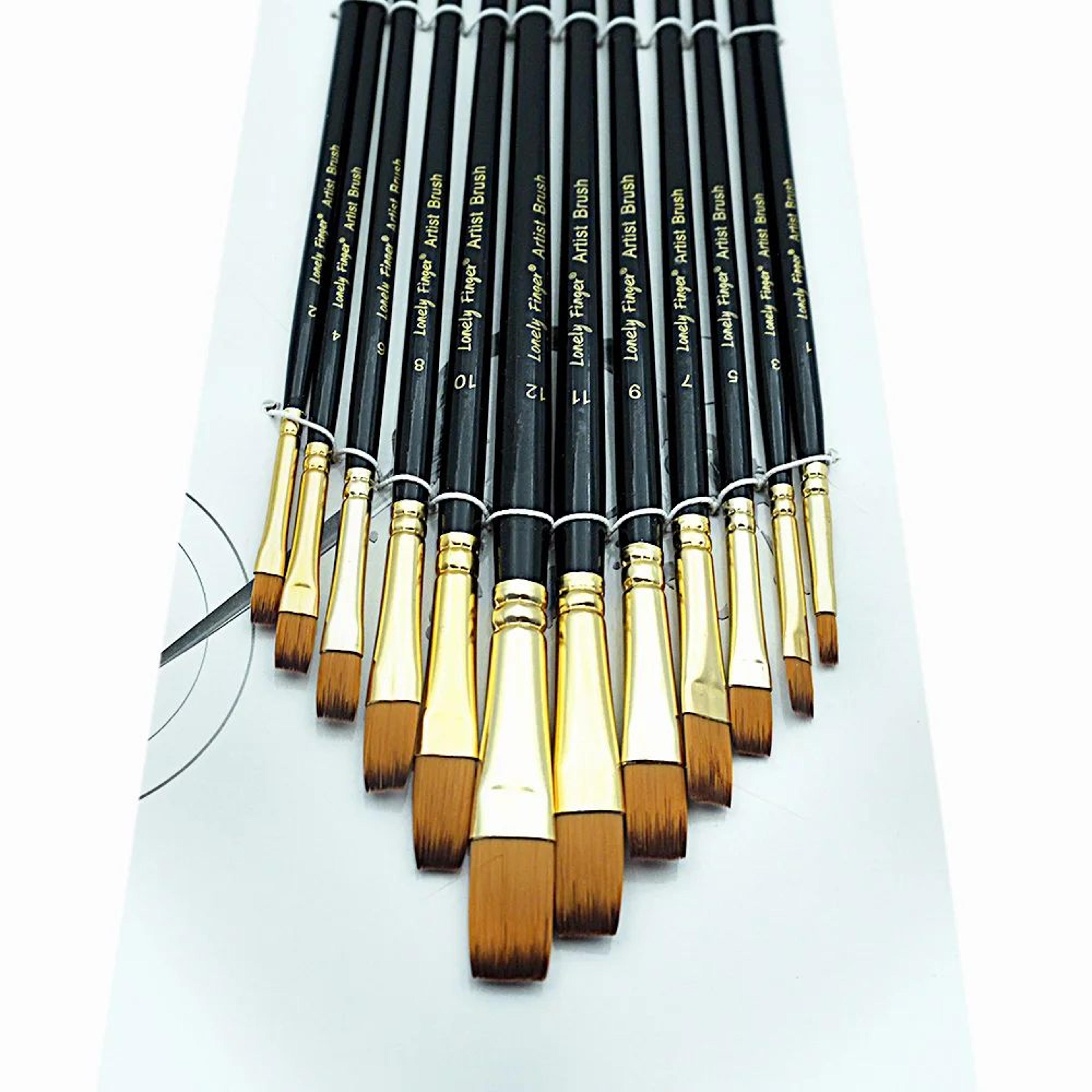 Precision 12Piece Acrylic Paint Brushes Set  Professional Flat Paint Brushes With Nylon Bristles Fo 1