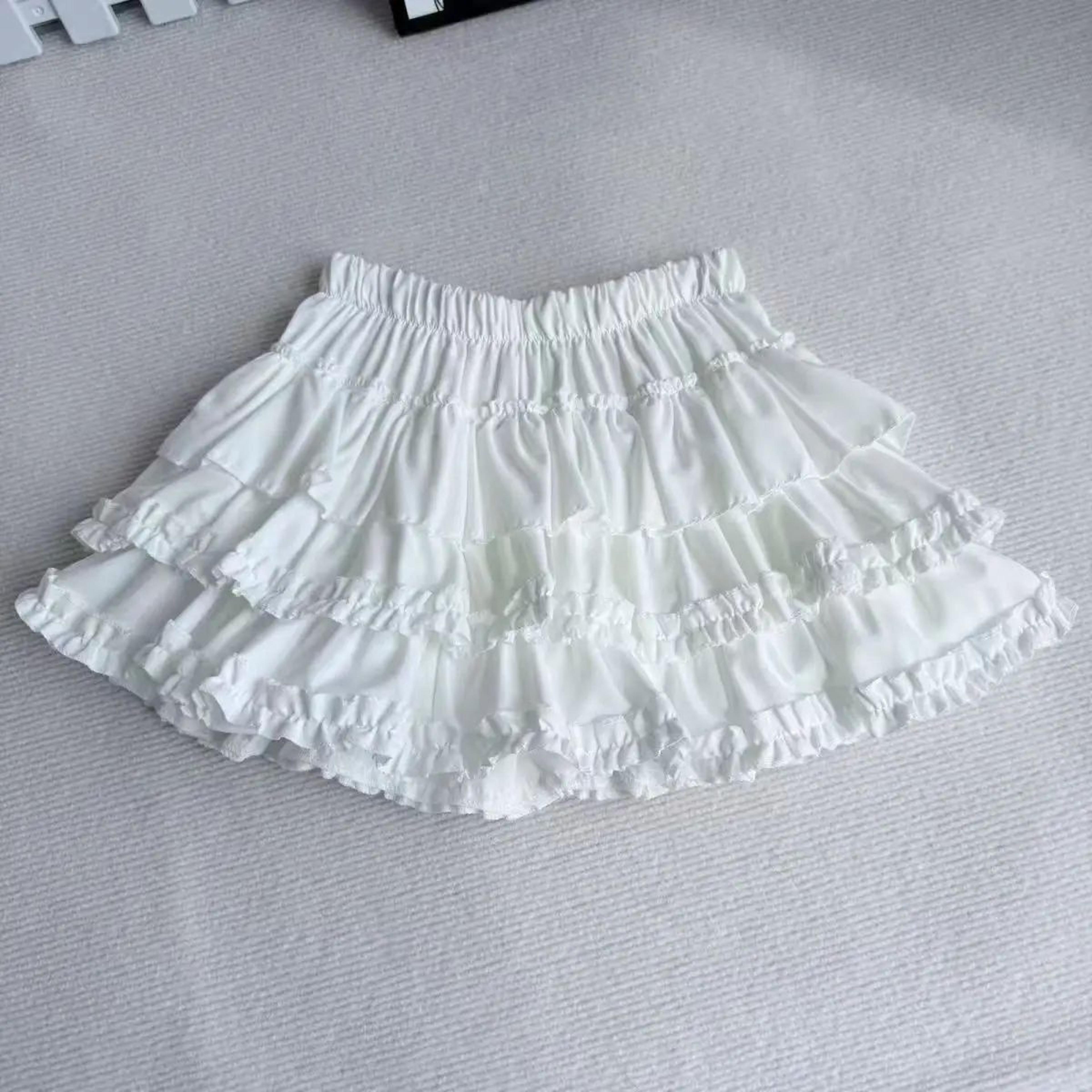 Purple Y2K Fluffy Cake Mini Skirt With White Lace Trim  Sweet Lolita ALine Pleated Skirt 6