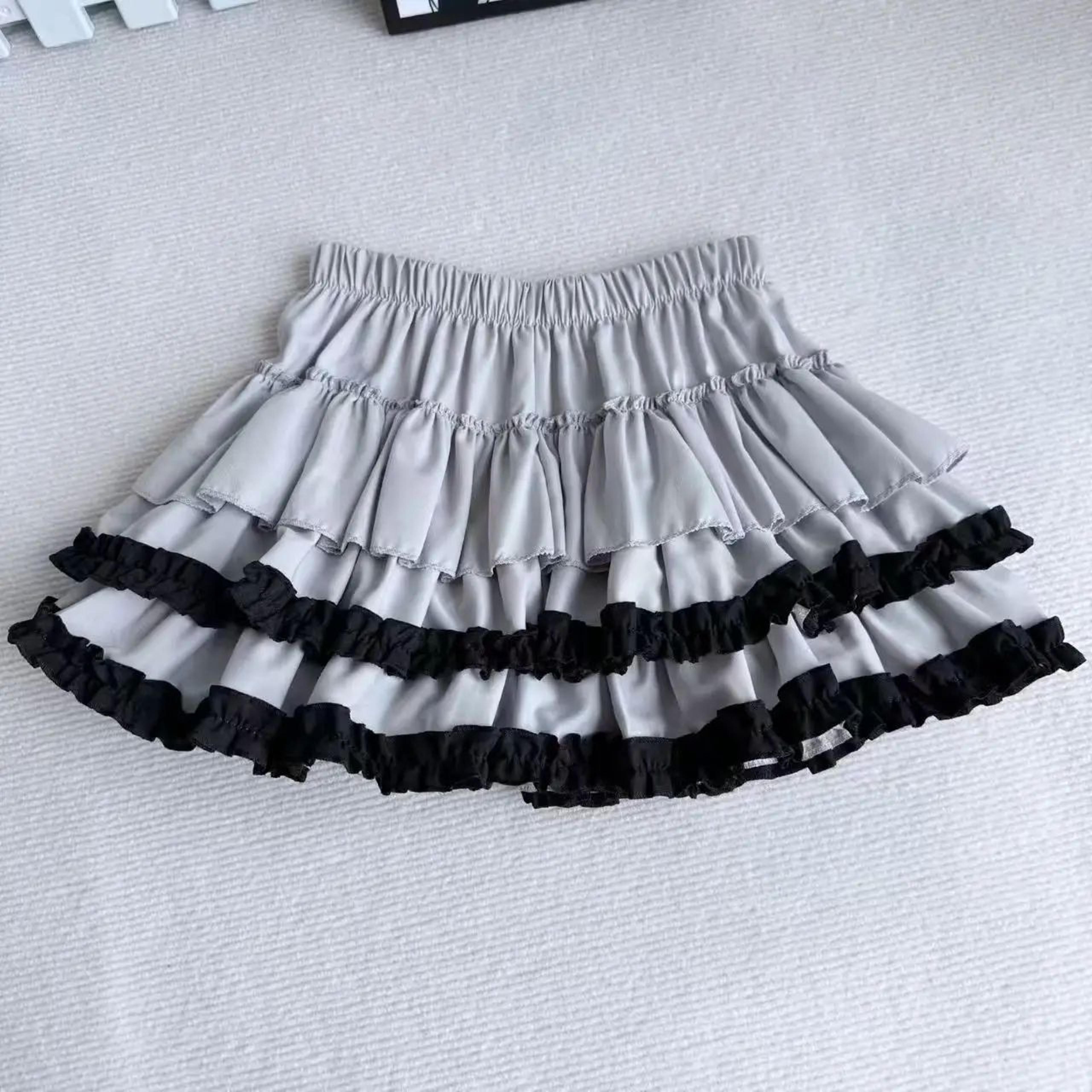 Purple Y2K Fluffy Cake Mini Skirt With White Lace Trim  Sweet Lolita ALine Pleated Skirt 7