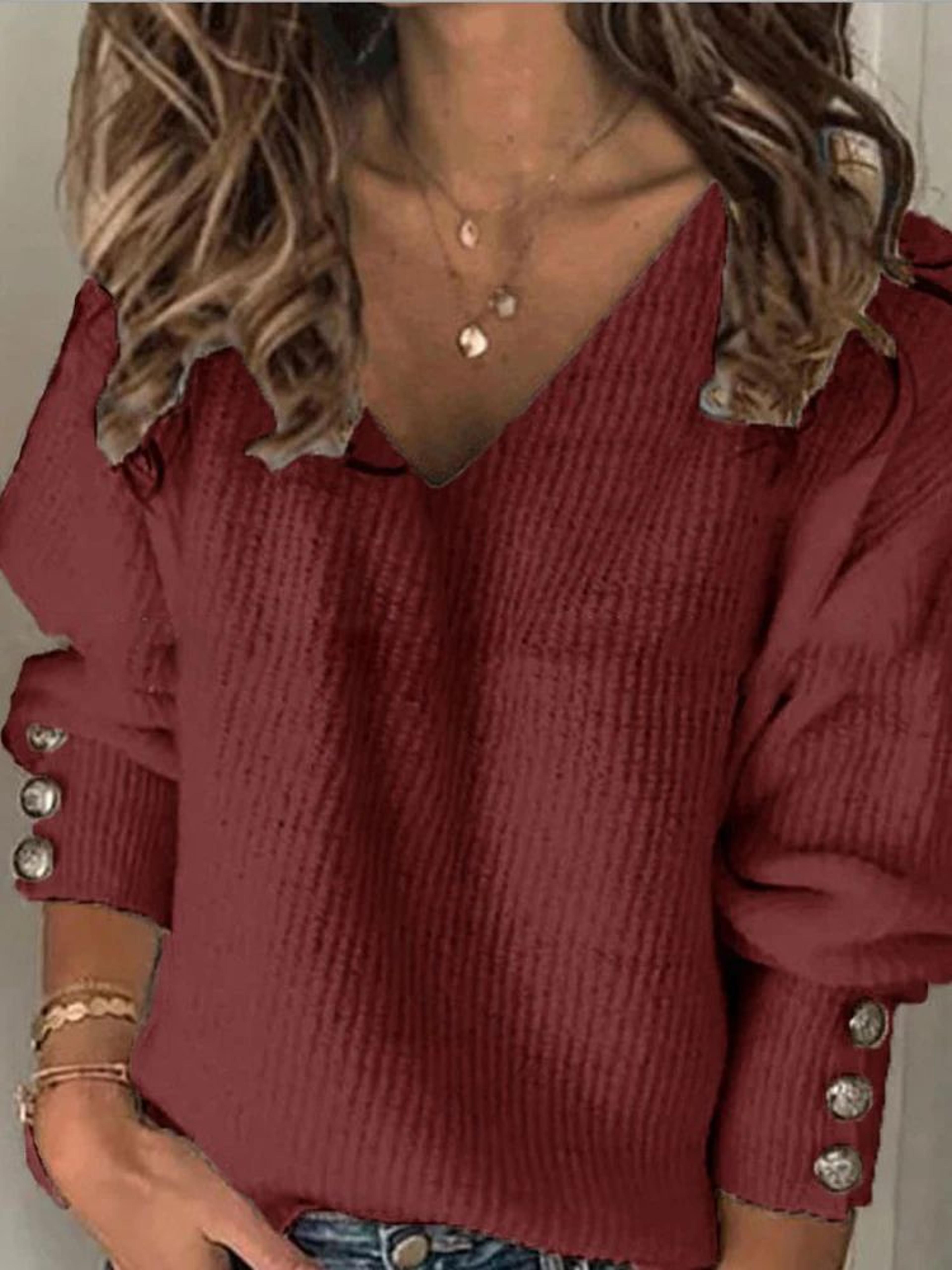 ComfortEase Plus Size VNeck Sweater  Soft Ribbed Knit Oversized Pullover For Women 2