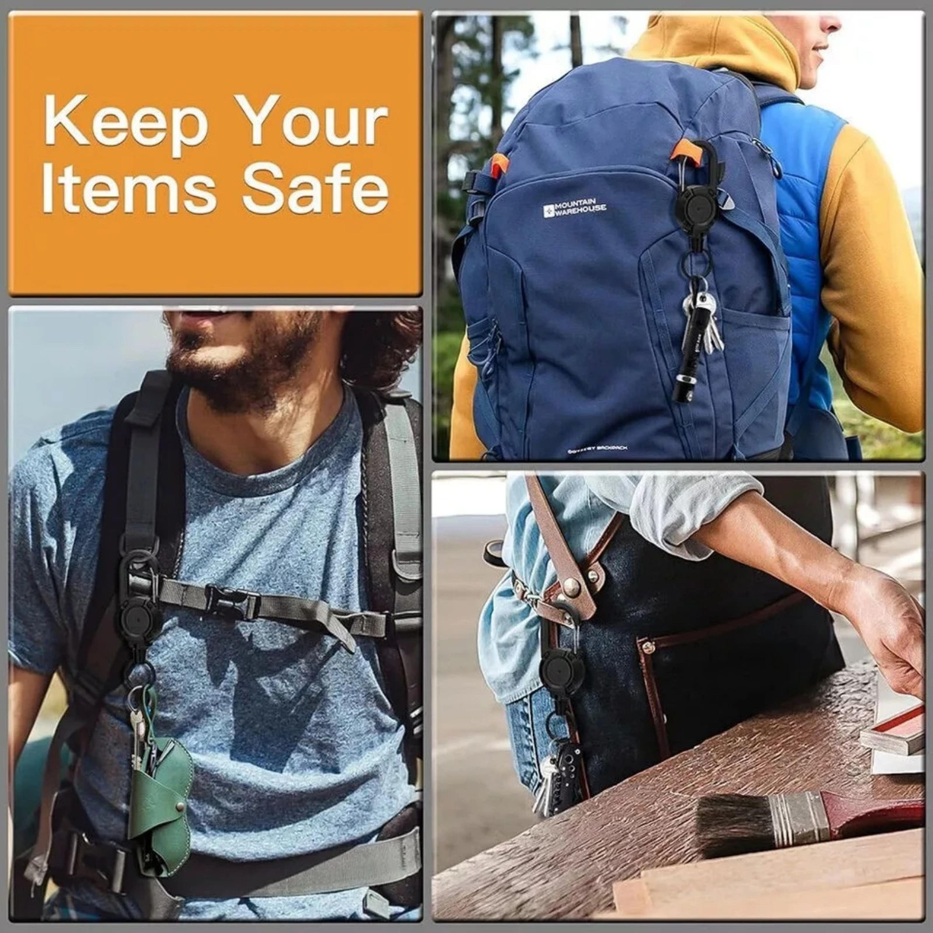 Heavy Duty Retractable Keychain With Steel Wire And Carabiner Clip 5