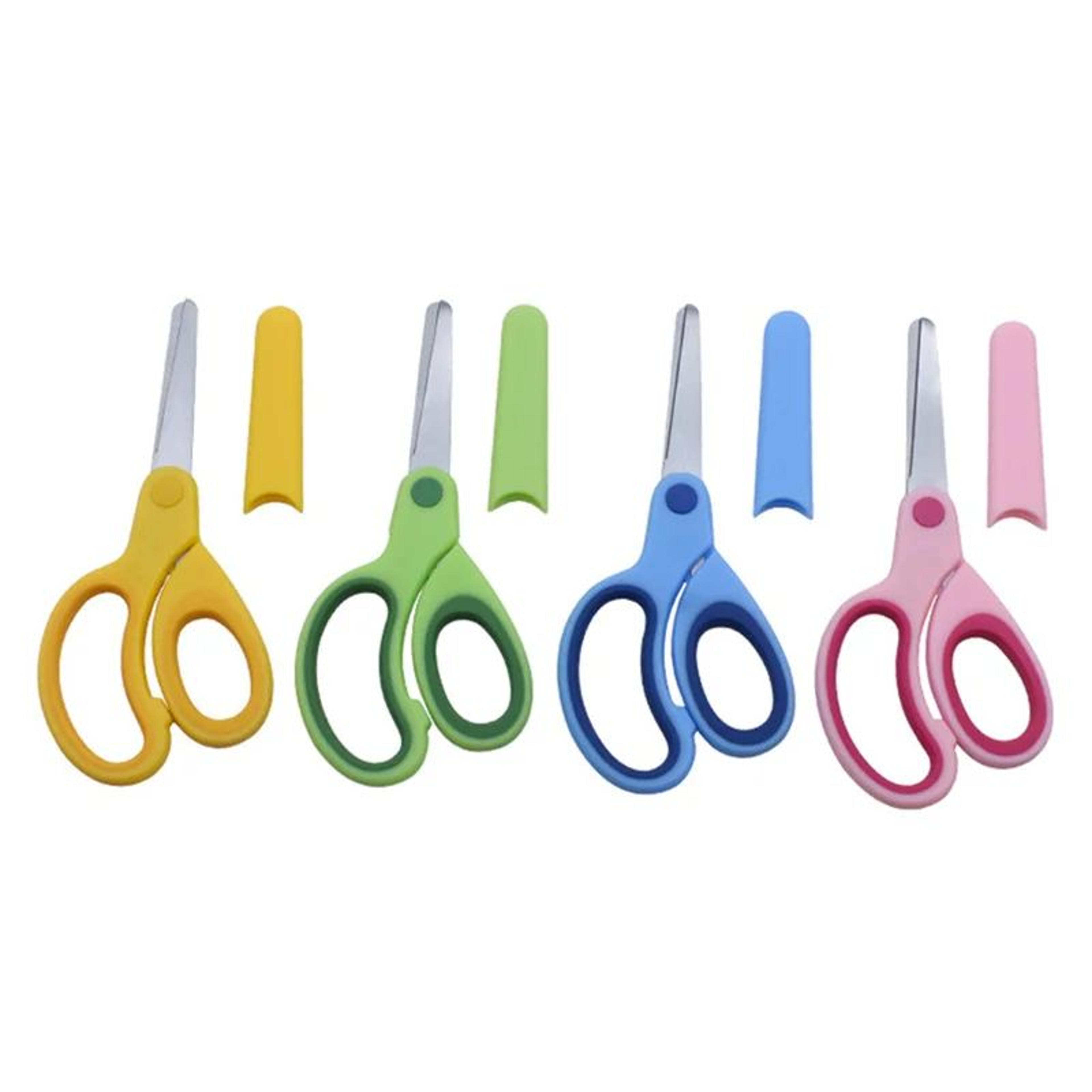 kids safety scissors with protective cover – child safe & left-handed friendly cutting tool