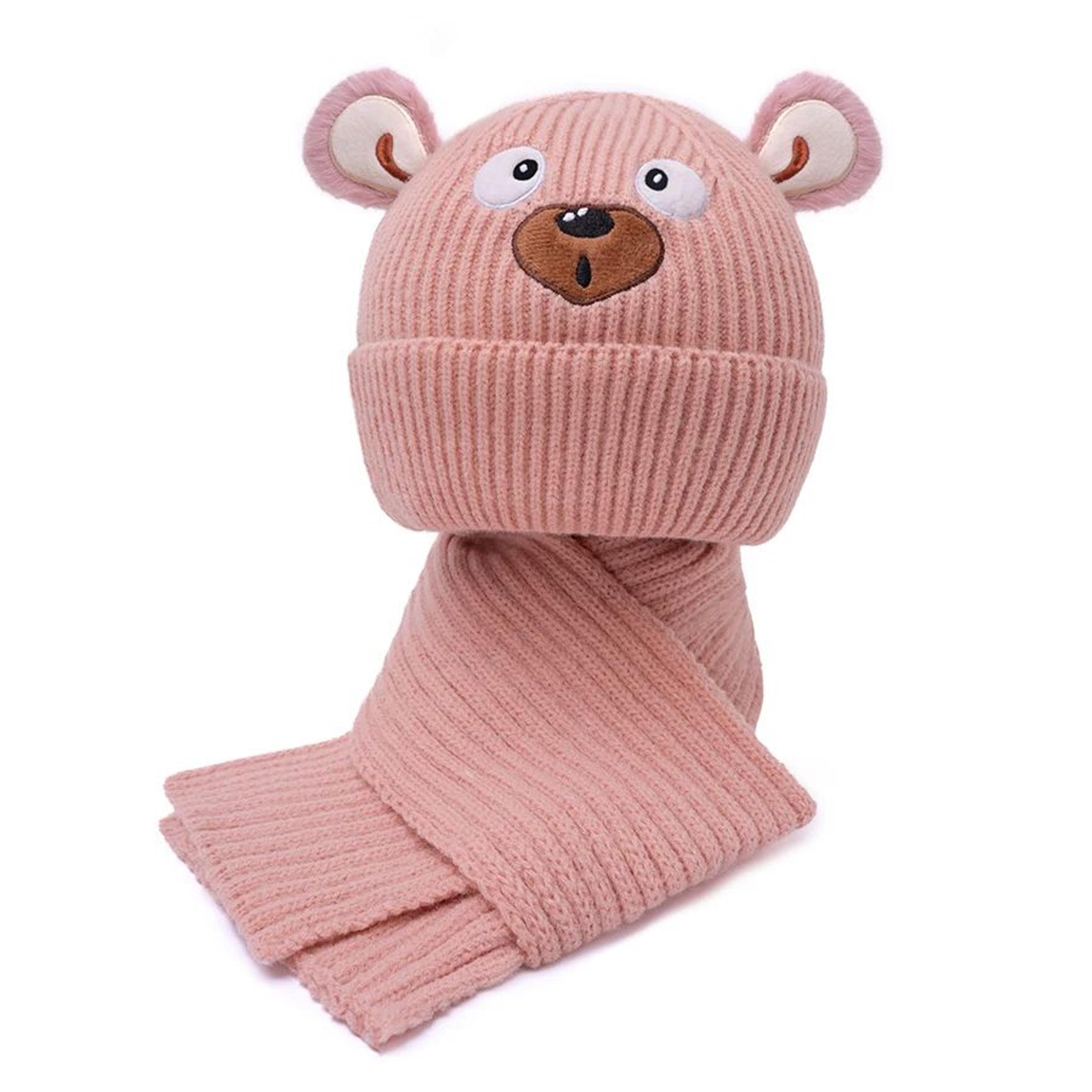 Cozy Bear Kids Winter Hat And Scarf Set  Soft Warm Toddler Beanie Scarf Set 1