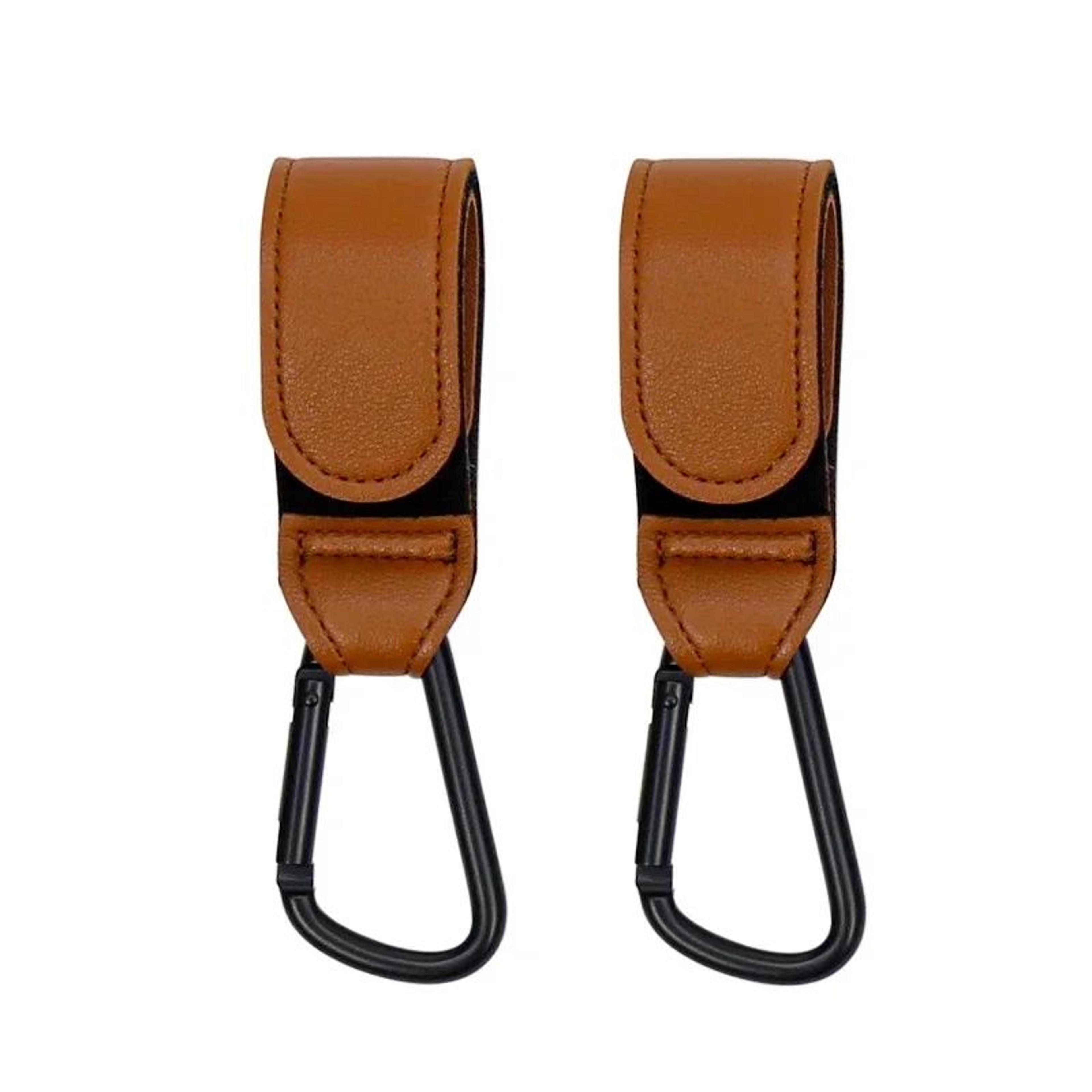 Premium Leather Stroller Hooks Set For Easy Diaper Bag Organization 8