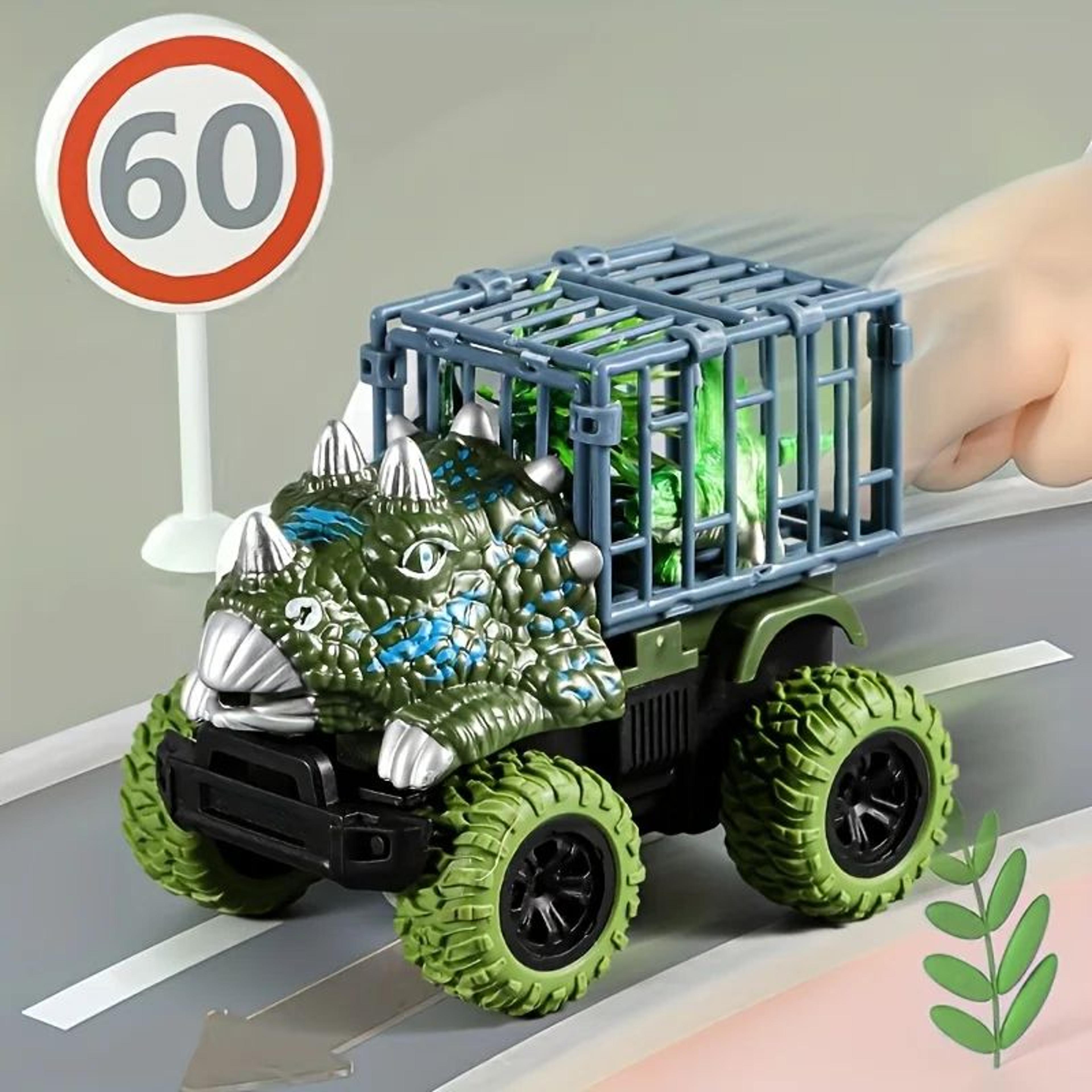 Pull Back Dinosaur Truck Toy With Dino Figures  Interactive Dino Transport Truck Toy For Kids 3