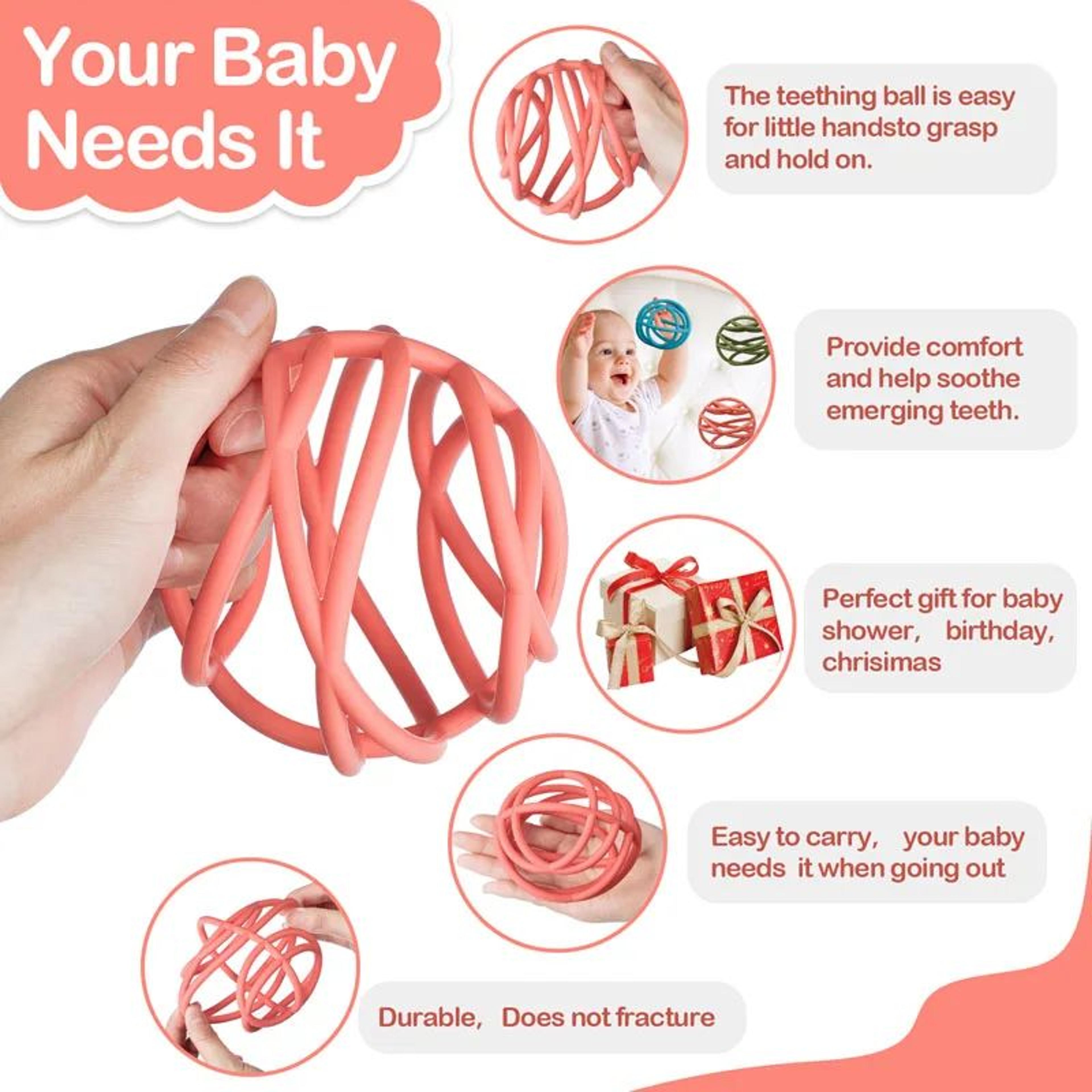 BPAFree Silicone Teether Ball  Safe Baby Teething Toy For Soothing Relief 2