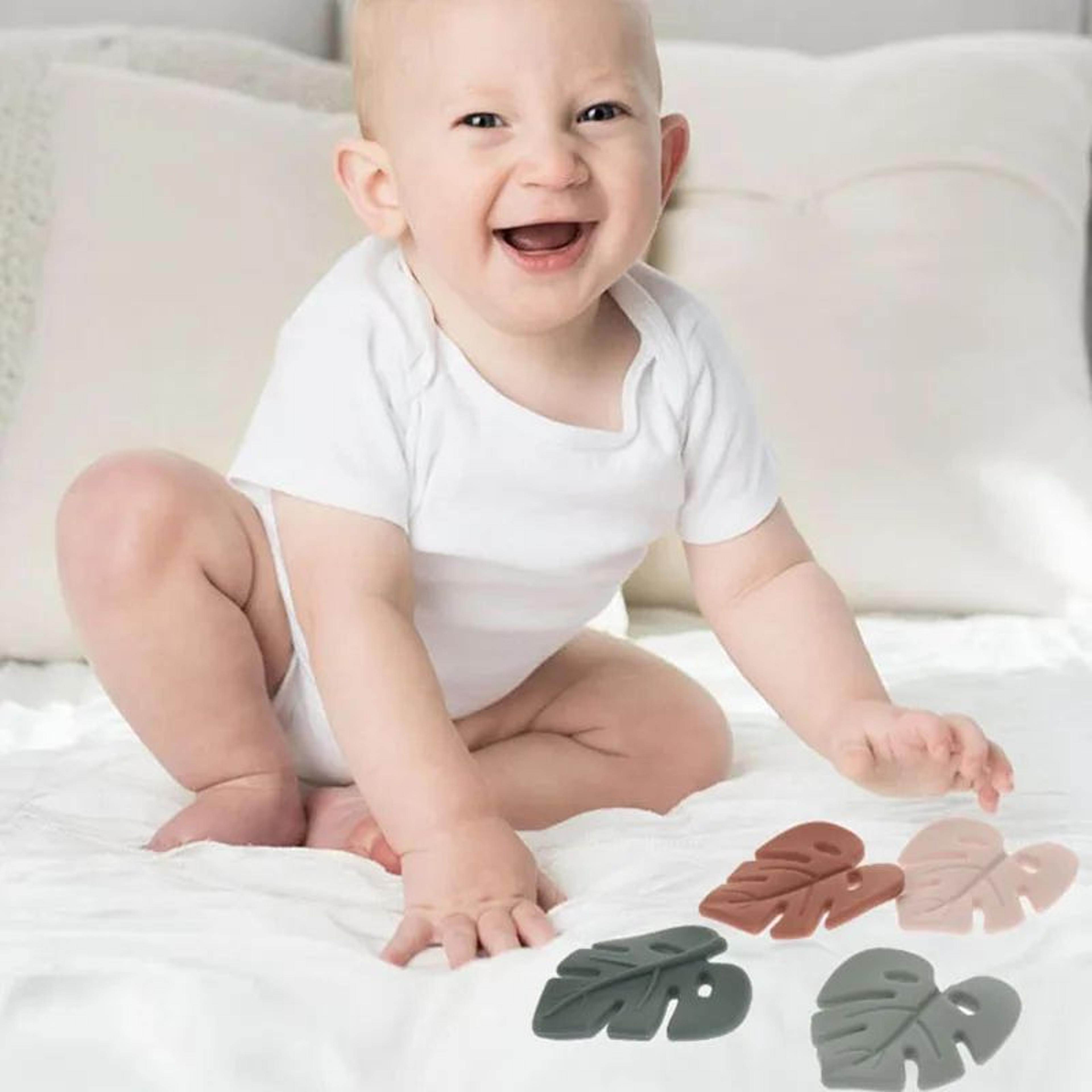 SoftLeaf Silicone Baby Teether Set  BPAFree Leaf Teething Beads For Soothing Relief 4