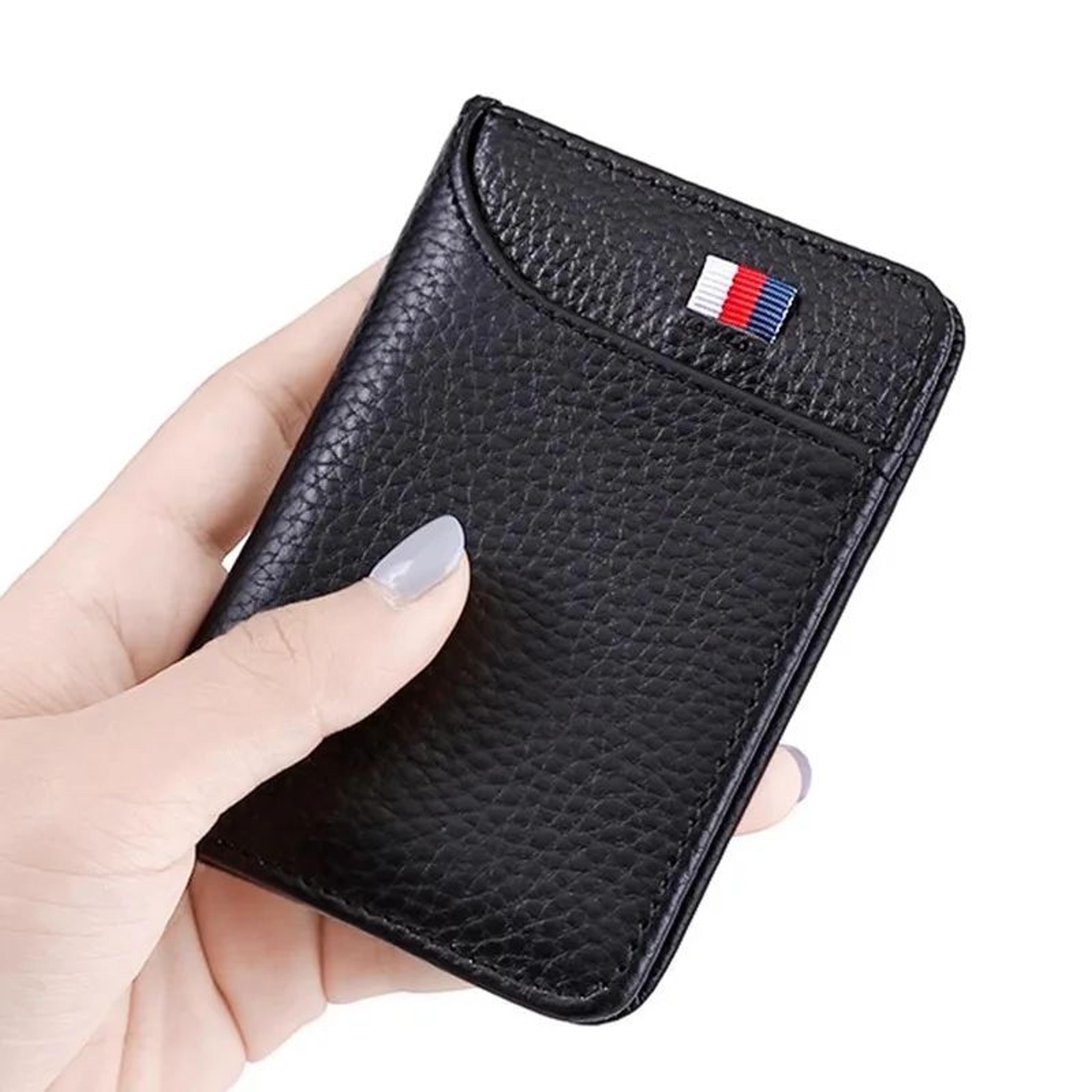slim leather card holder for men – ultra-thin minimalist wallet & business card case