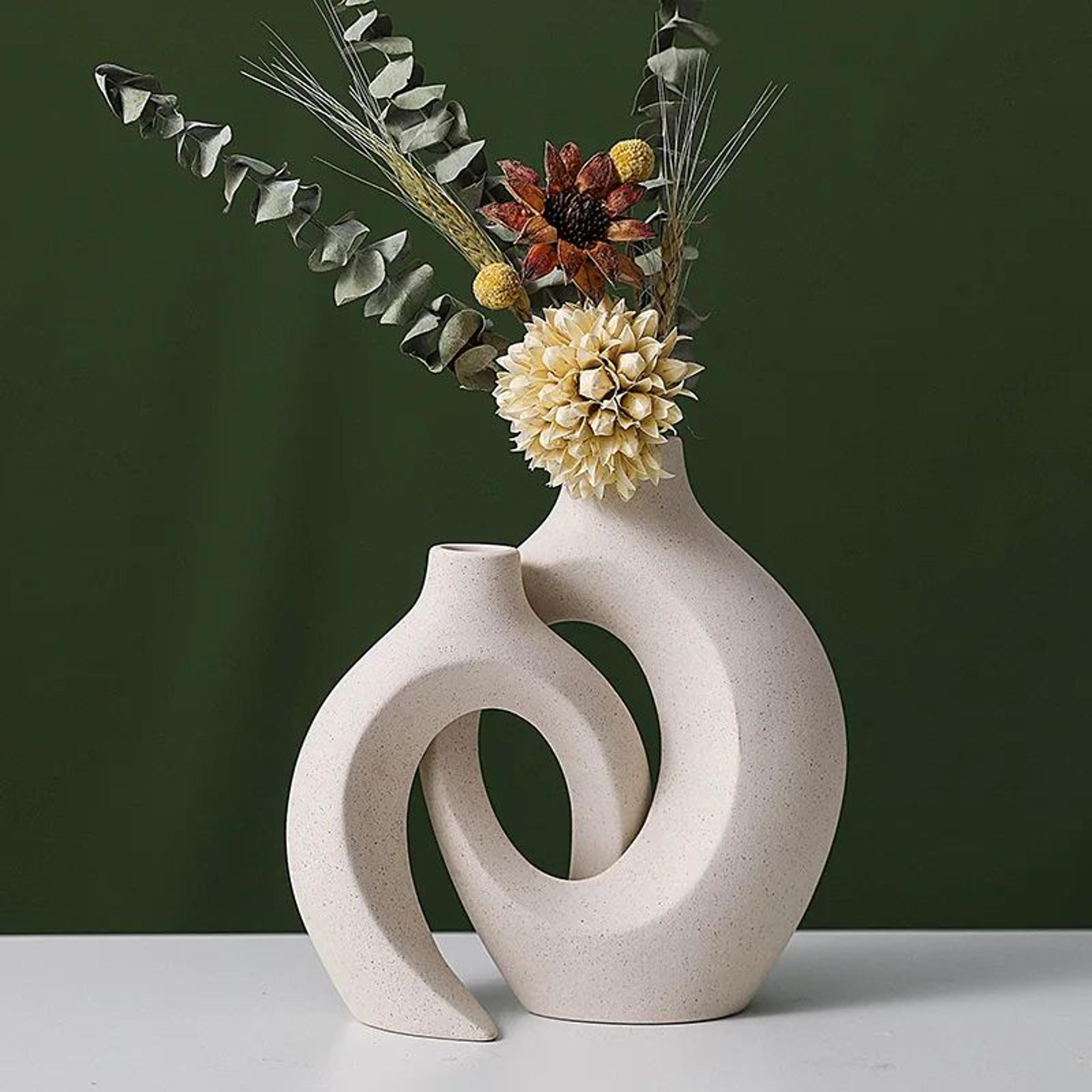 Nordic Ceramic Interlock Vase Set For Pampas Grass And Modern Home Decor 3