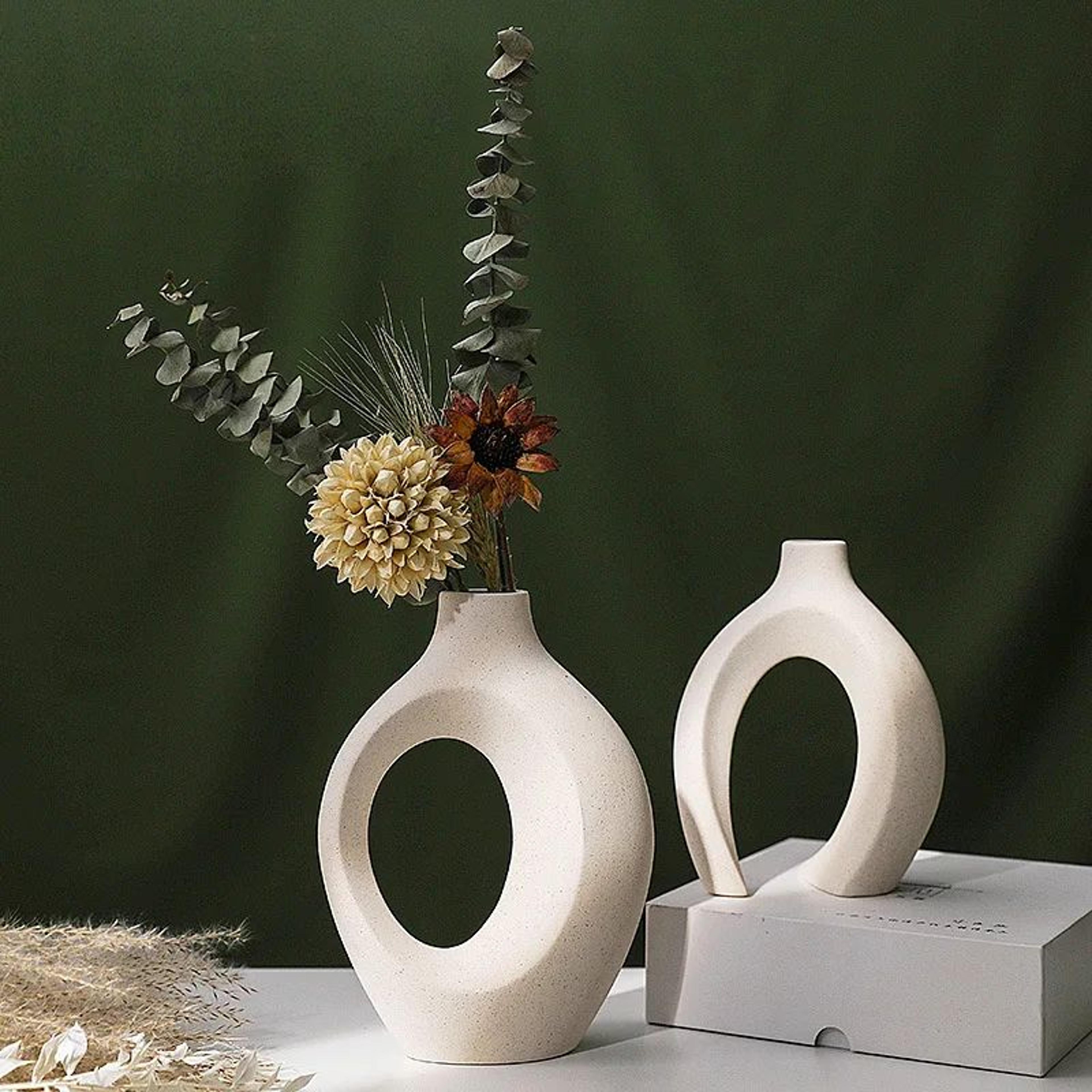 Nordic Ceramic Interlock Vase Set For Pampas Grass And Modern Home Decor 4