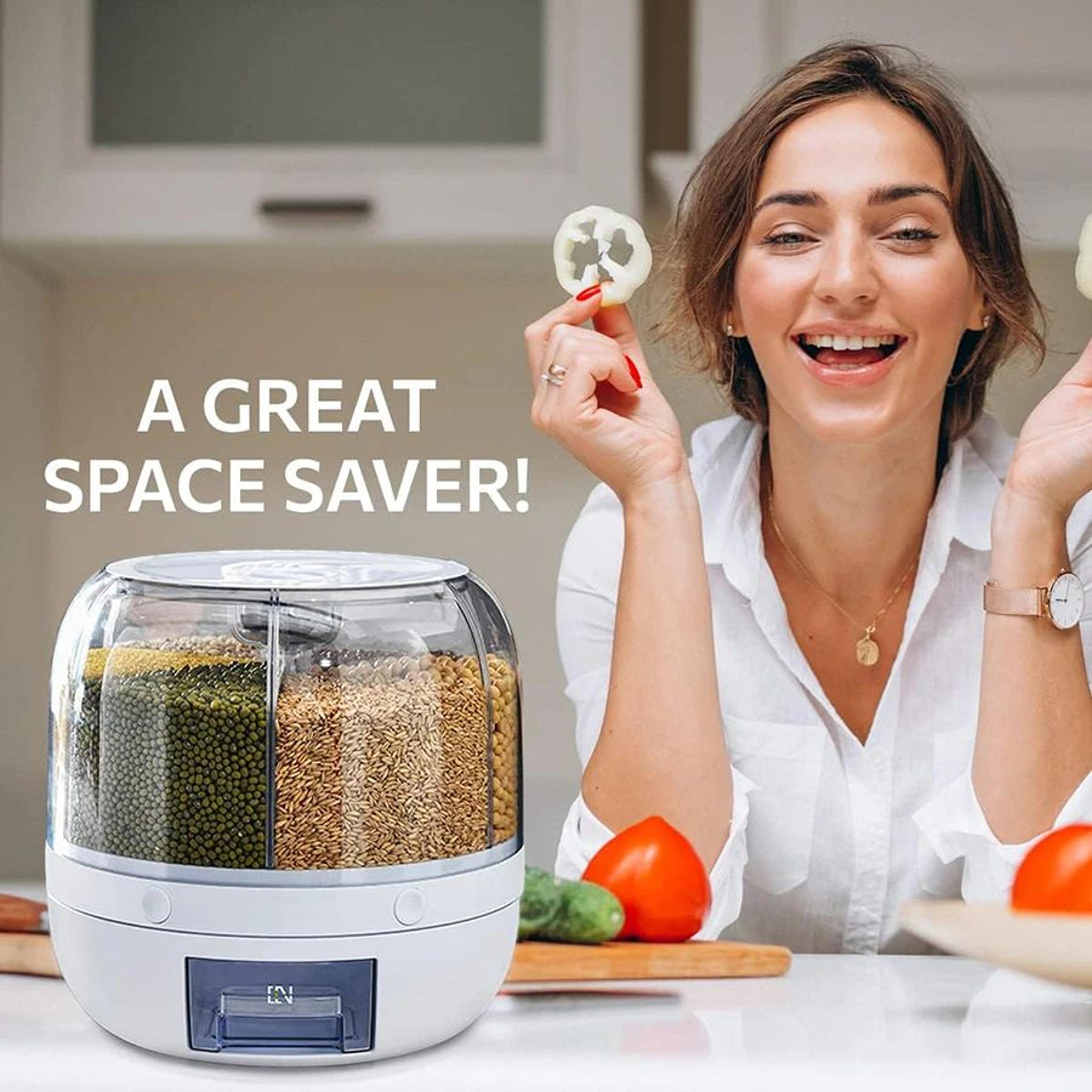 360 Rotating Food Dispenser Airtight Grain Storage Container 2