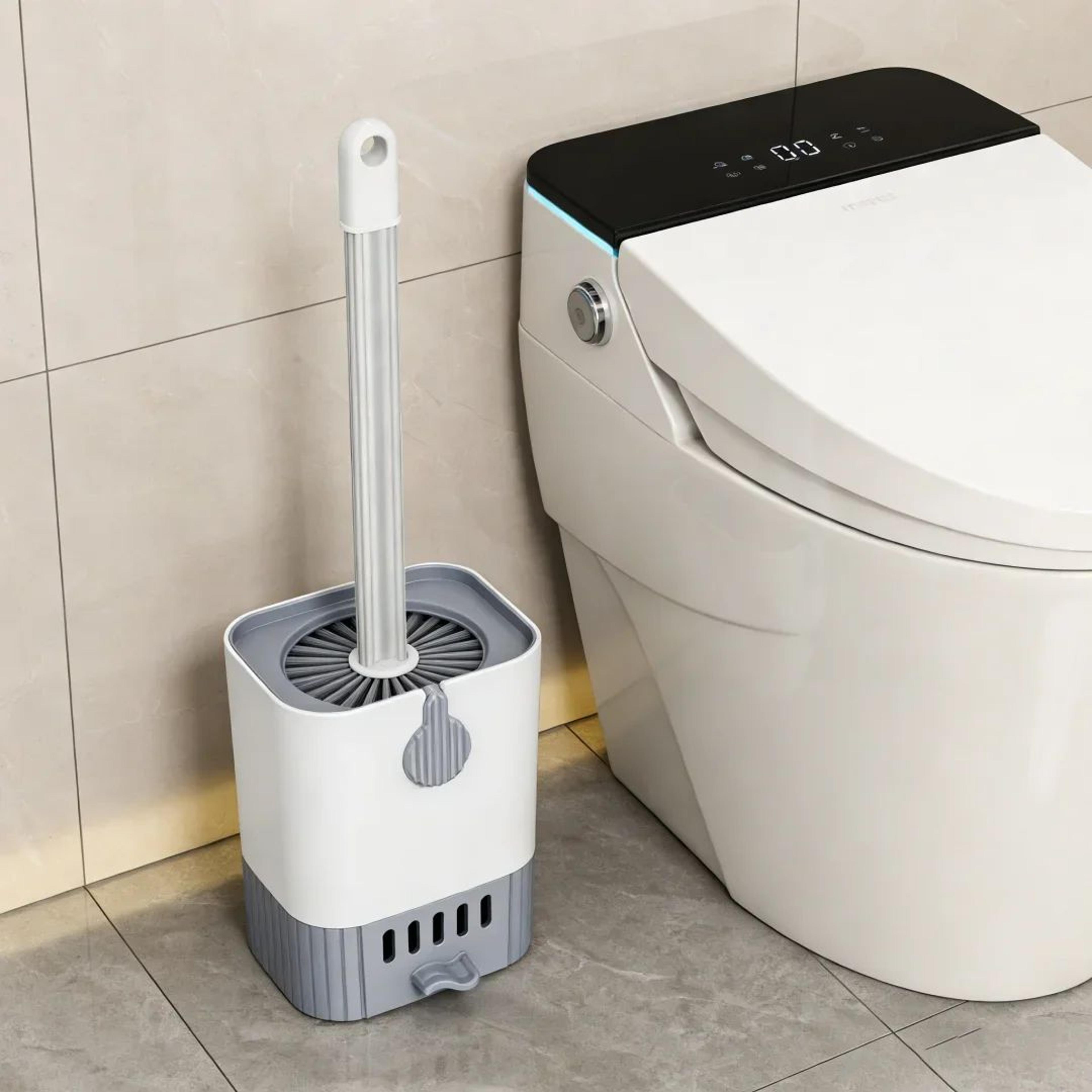 Wall Mounted Toilet Brush With Slim Holder  No Drill SpaceSaving Modern Design 1