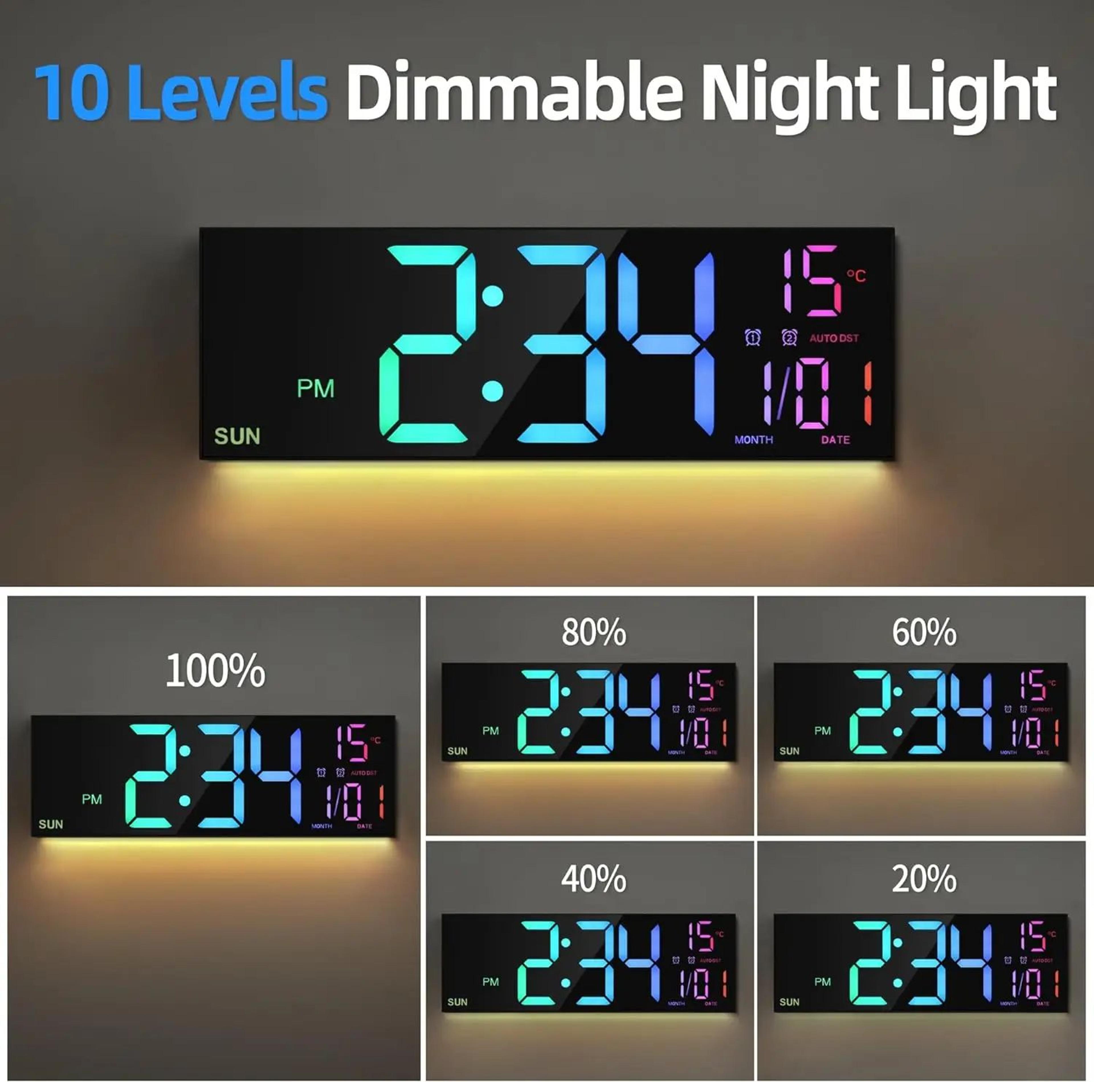 SmartGlow 162 Large Digital Wall Clock With RGB Lighting  Remote Control 3