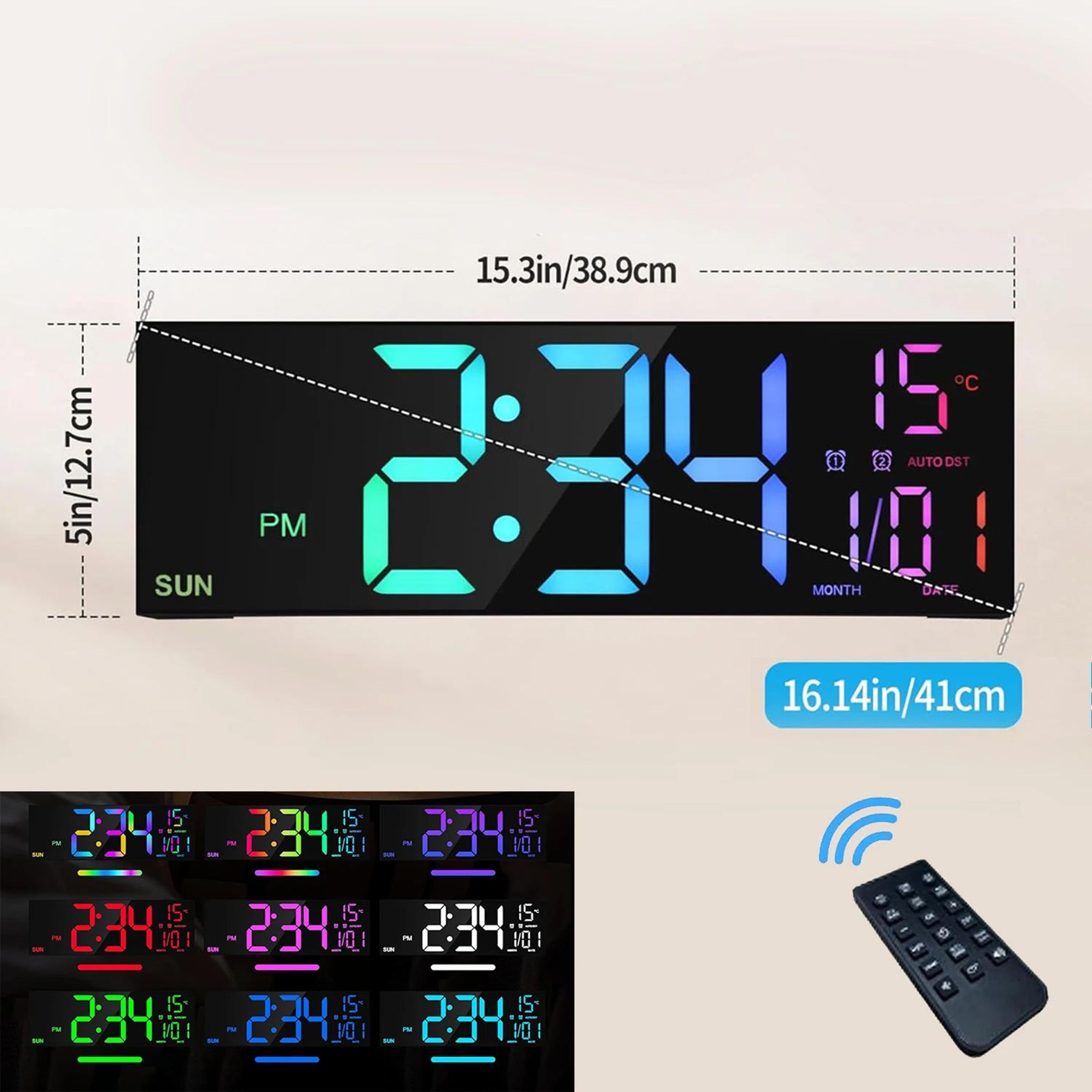 SmartGlow 162 Large Digital Wall Clock With RGB Lighting  Remote Control 7