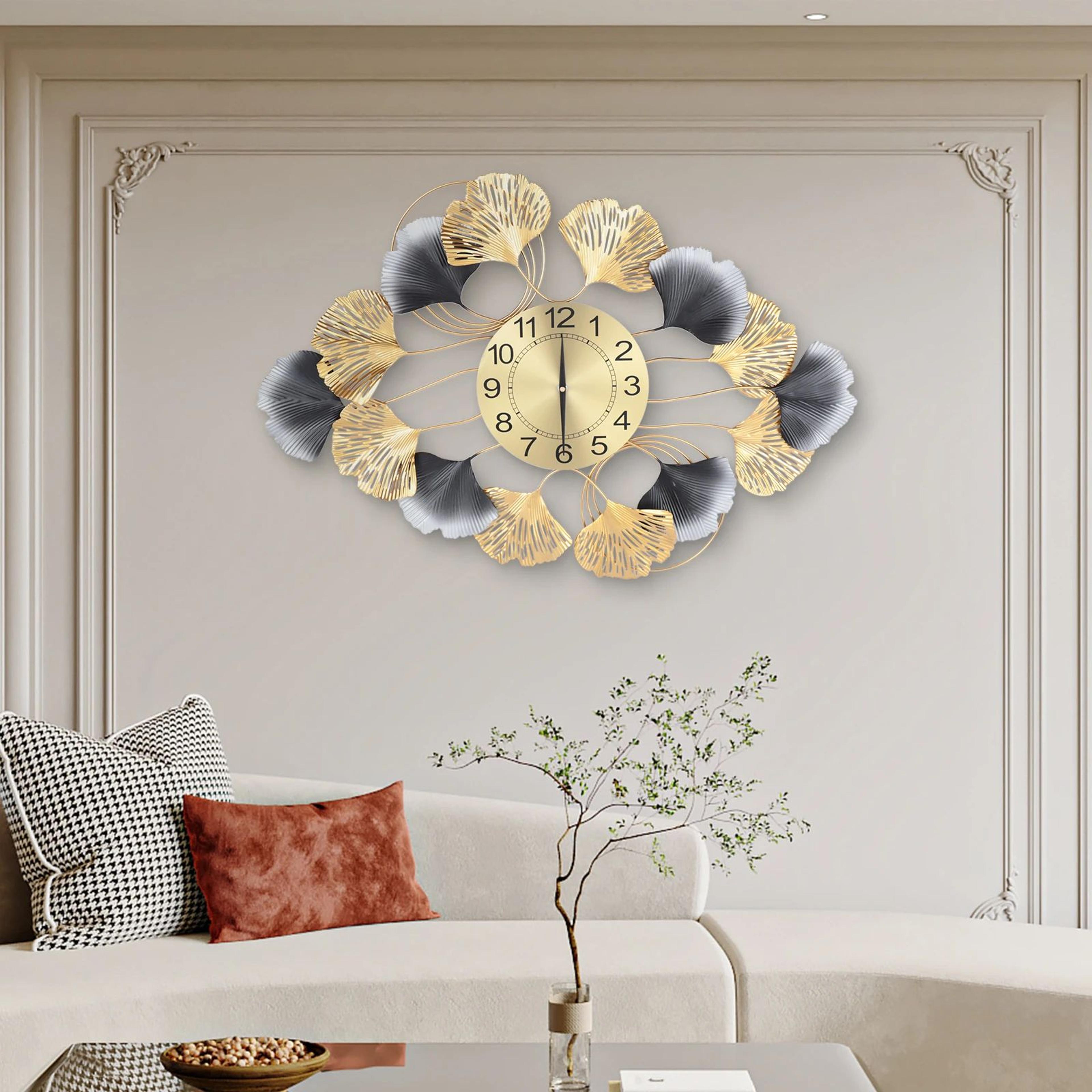 Modern Gold Statement Large Wall Clock For Living Room Decor 2