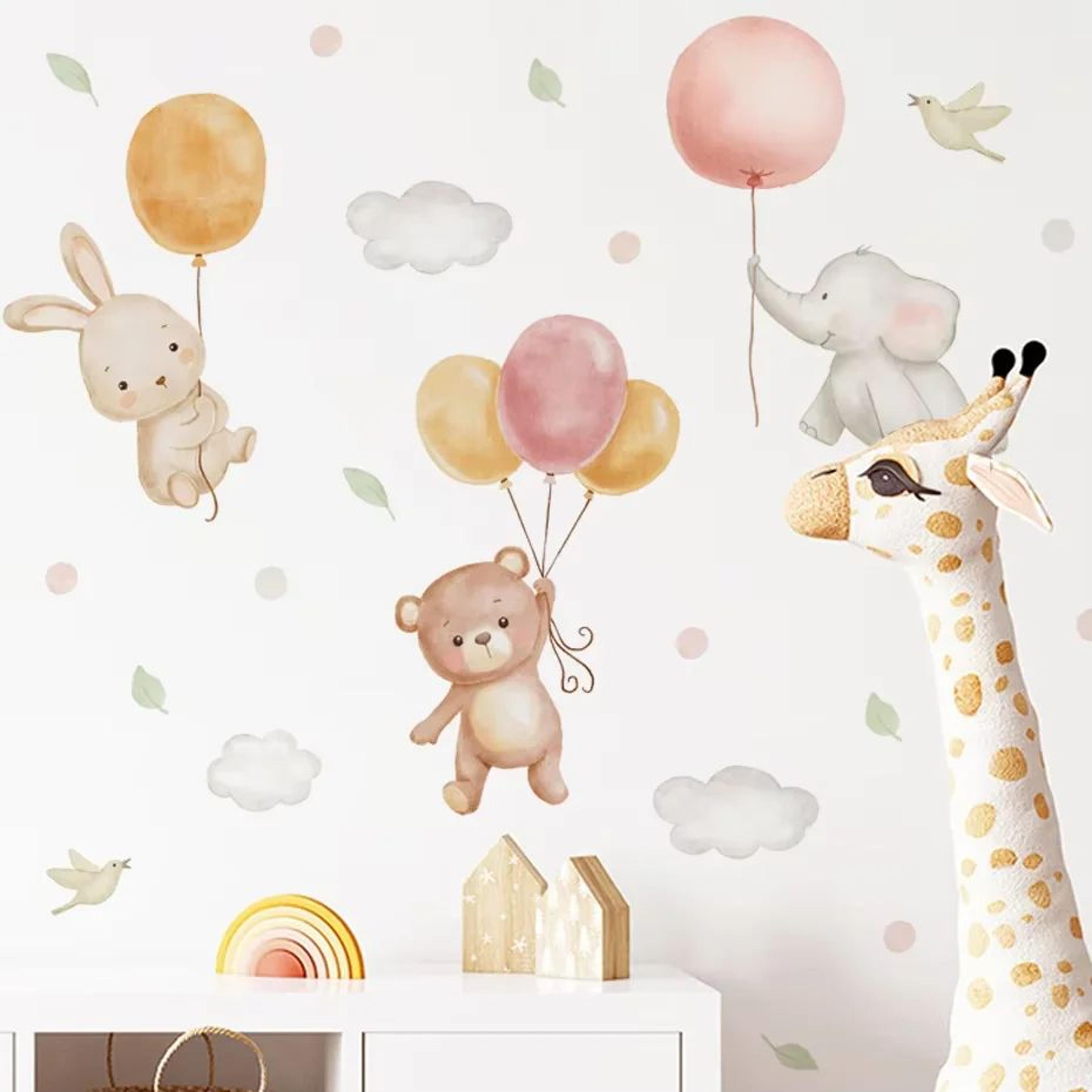 Pink Bear Balloon Wall Stickers For Kids Room Decor Nursery Wall Decals 3