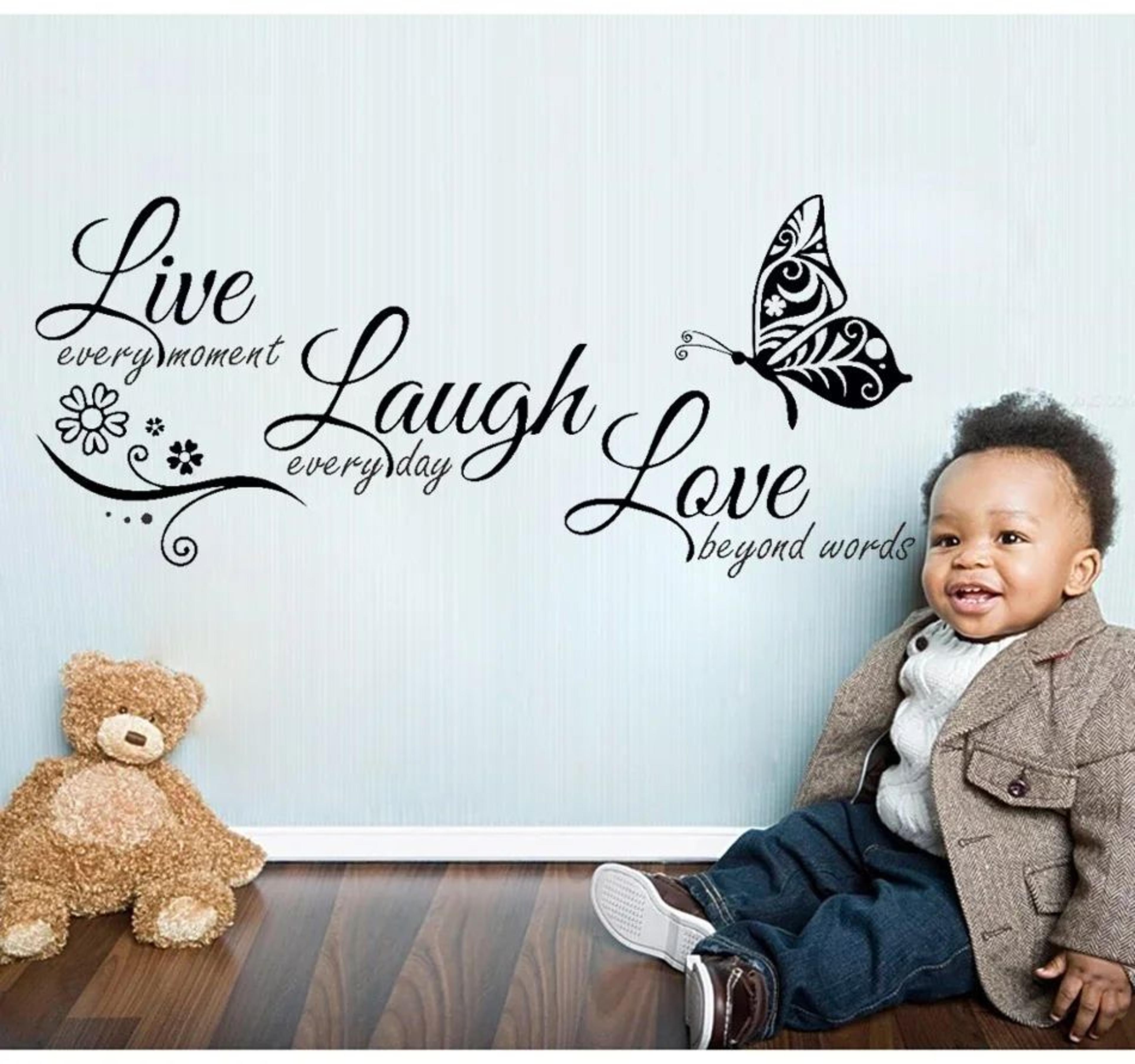 Live Laugh Love Butterfly Wall Decal For Living Room Floral Vinyl Wall Art 3