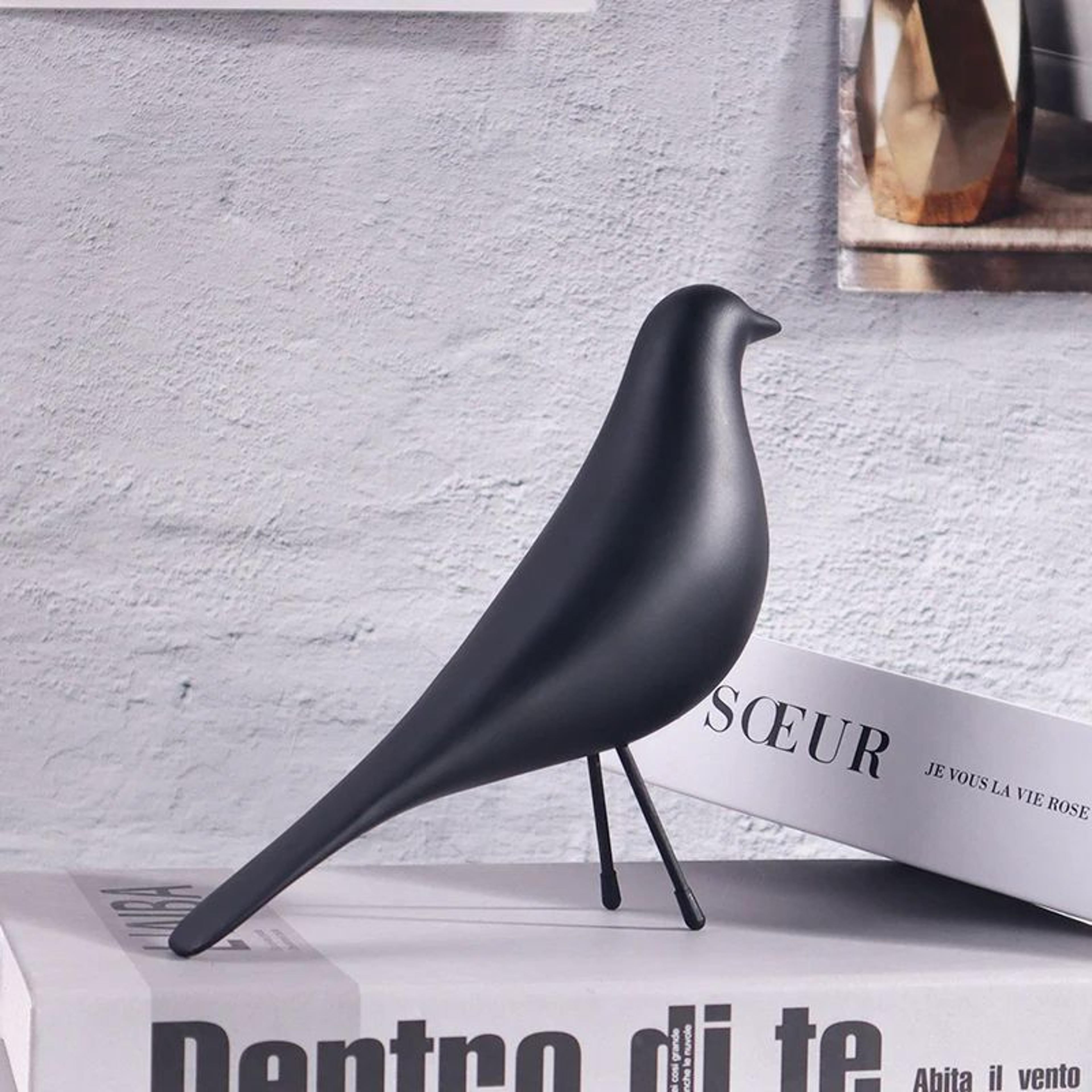 nordic minimalist bird sculpture – modern resin home decor accent for living room & office