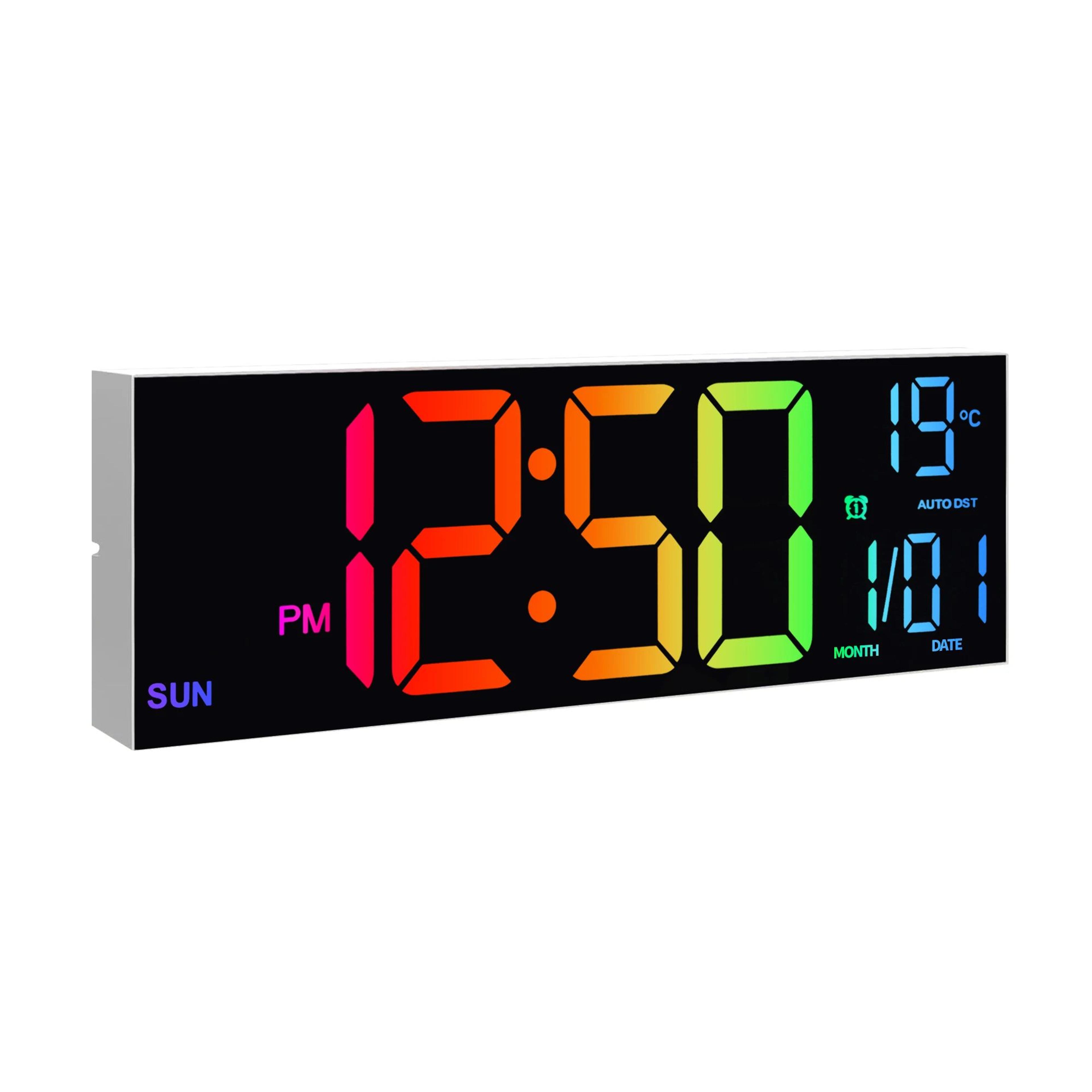 16 Large Digital Wall Clock With RGB Display  Remote Control 6