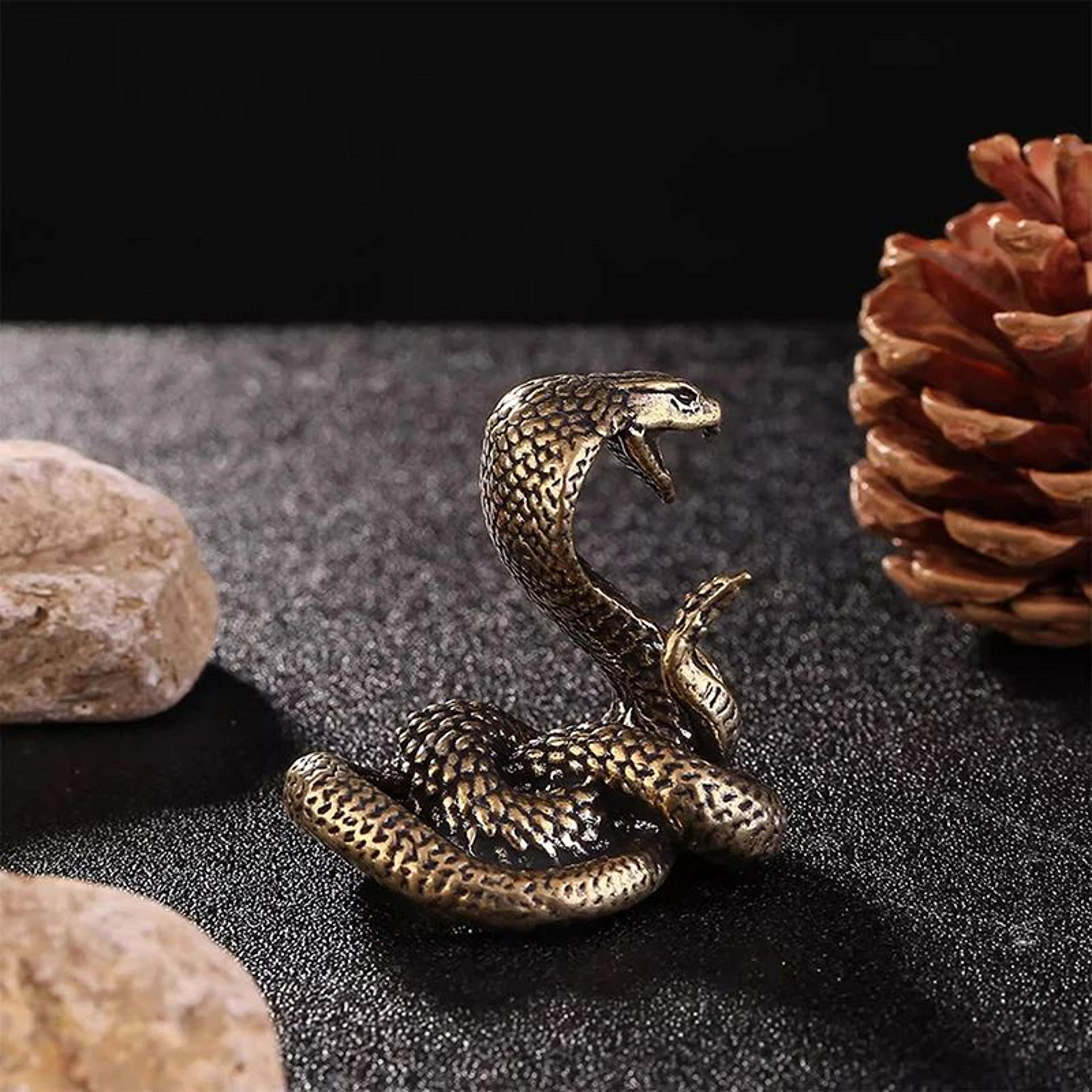 Vintage Brass Snake Figurine Mini Statue For Desk And Shelf Decor 2