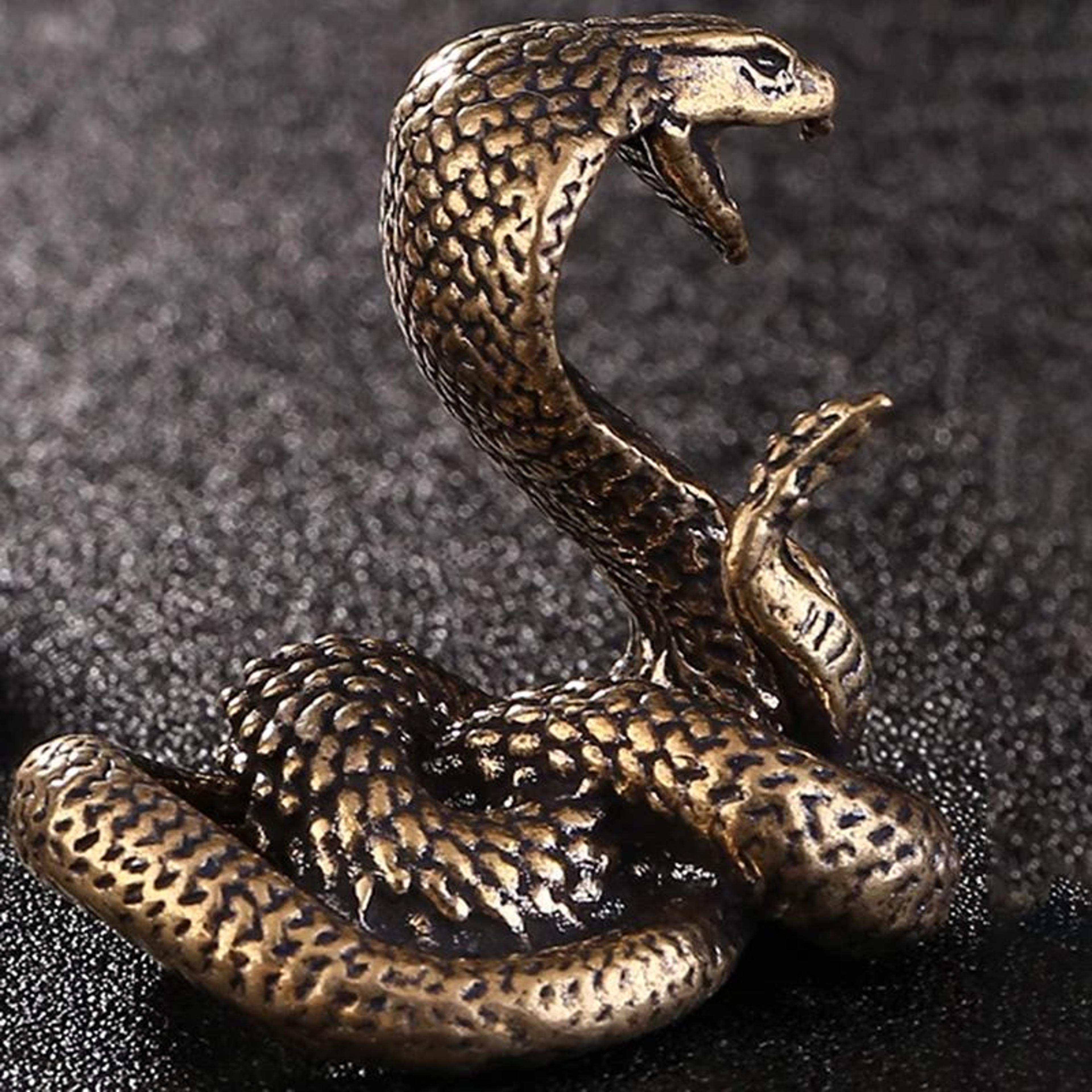 Vintage Brass Snake Figurine Mini Statue For Desk And Shelf Decor 4