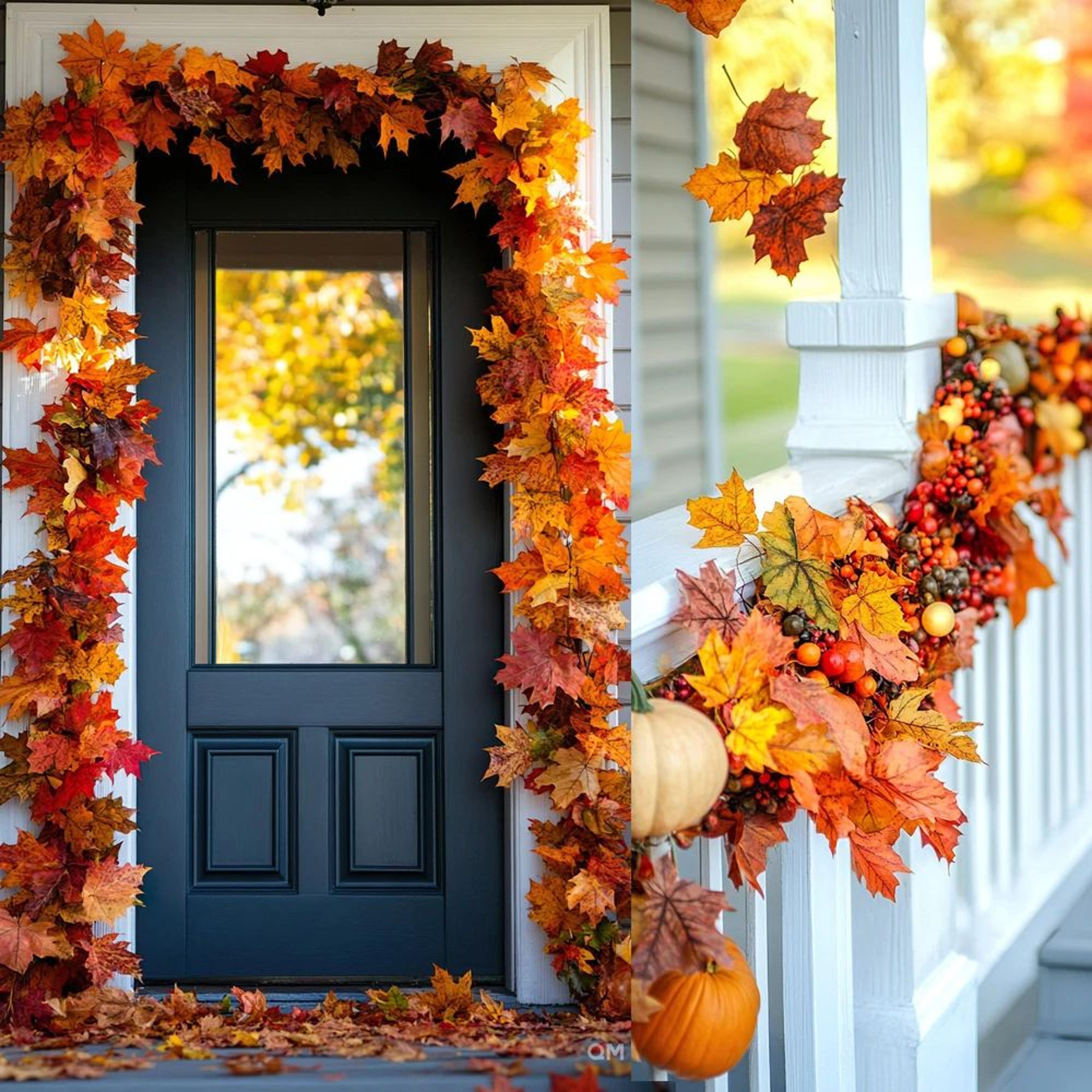 Harvest Glow Artificial Maple Leaf Garland For Fireplace Wedding  Thanksgiving Decor 2