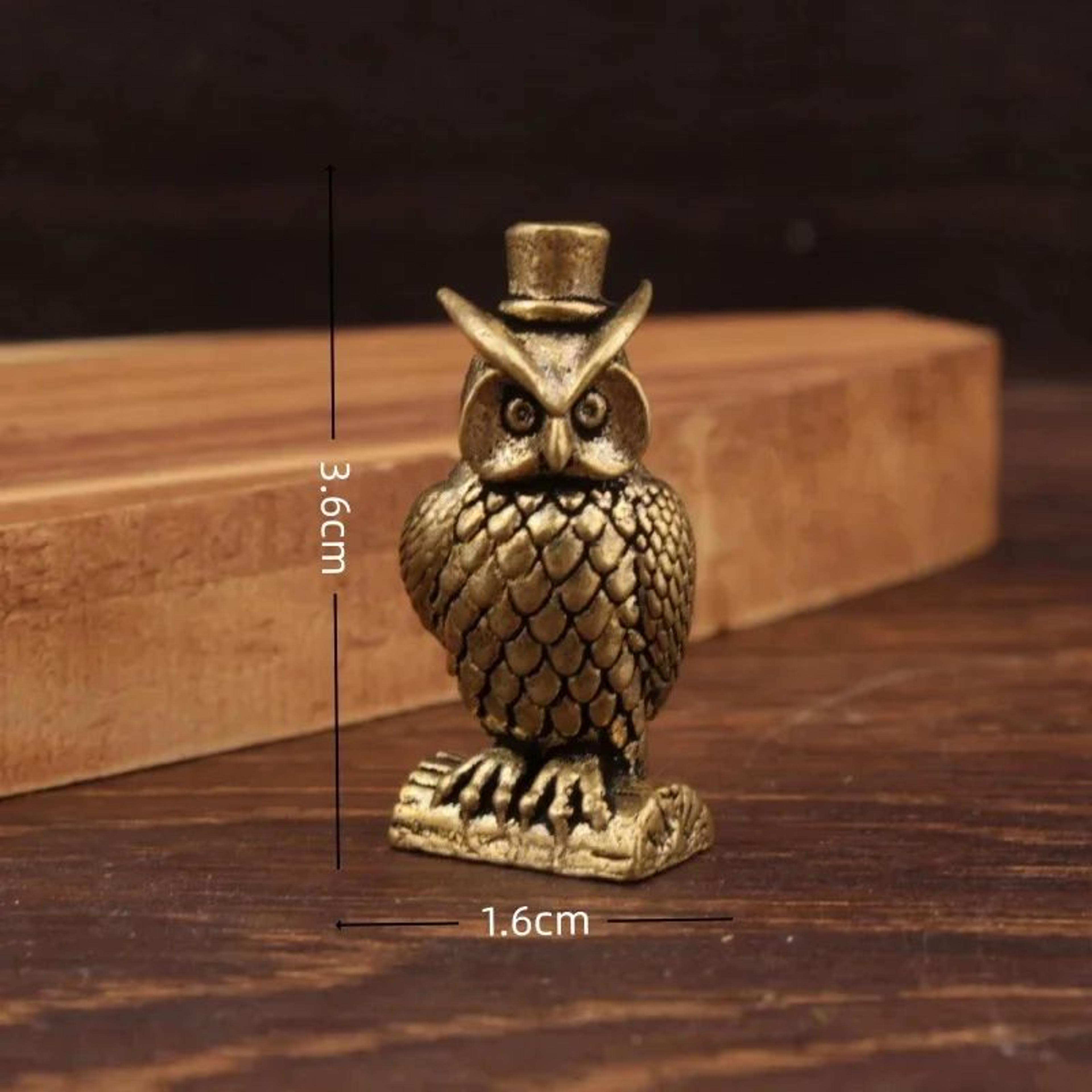 Vintage Brass Owl Figurine For Desk And Shelf Decor 7