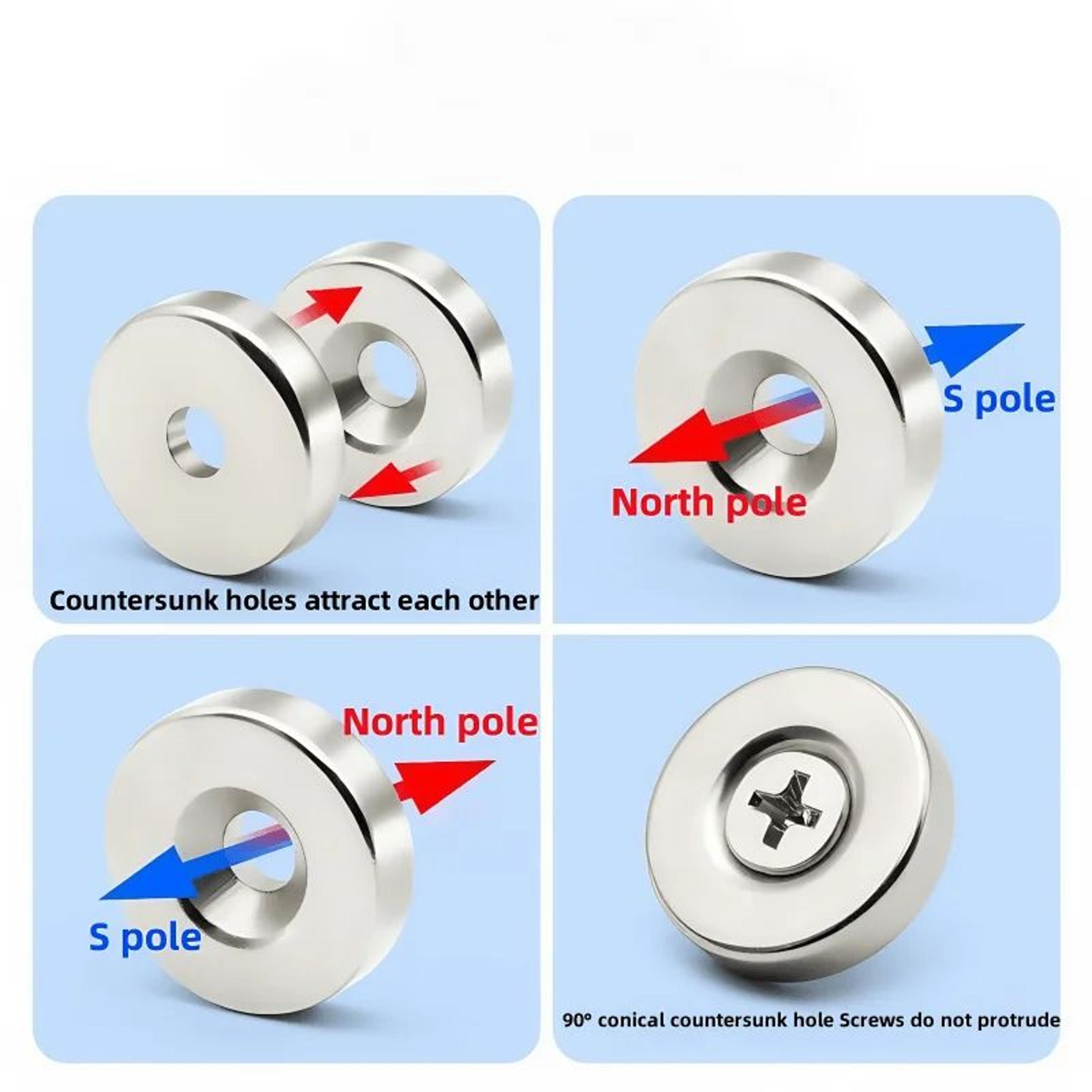 10Pack N52 Countersunk Neodymium Magnets 30mm X 5mm Heavy Duty Screw Hole Mounting Discs 2