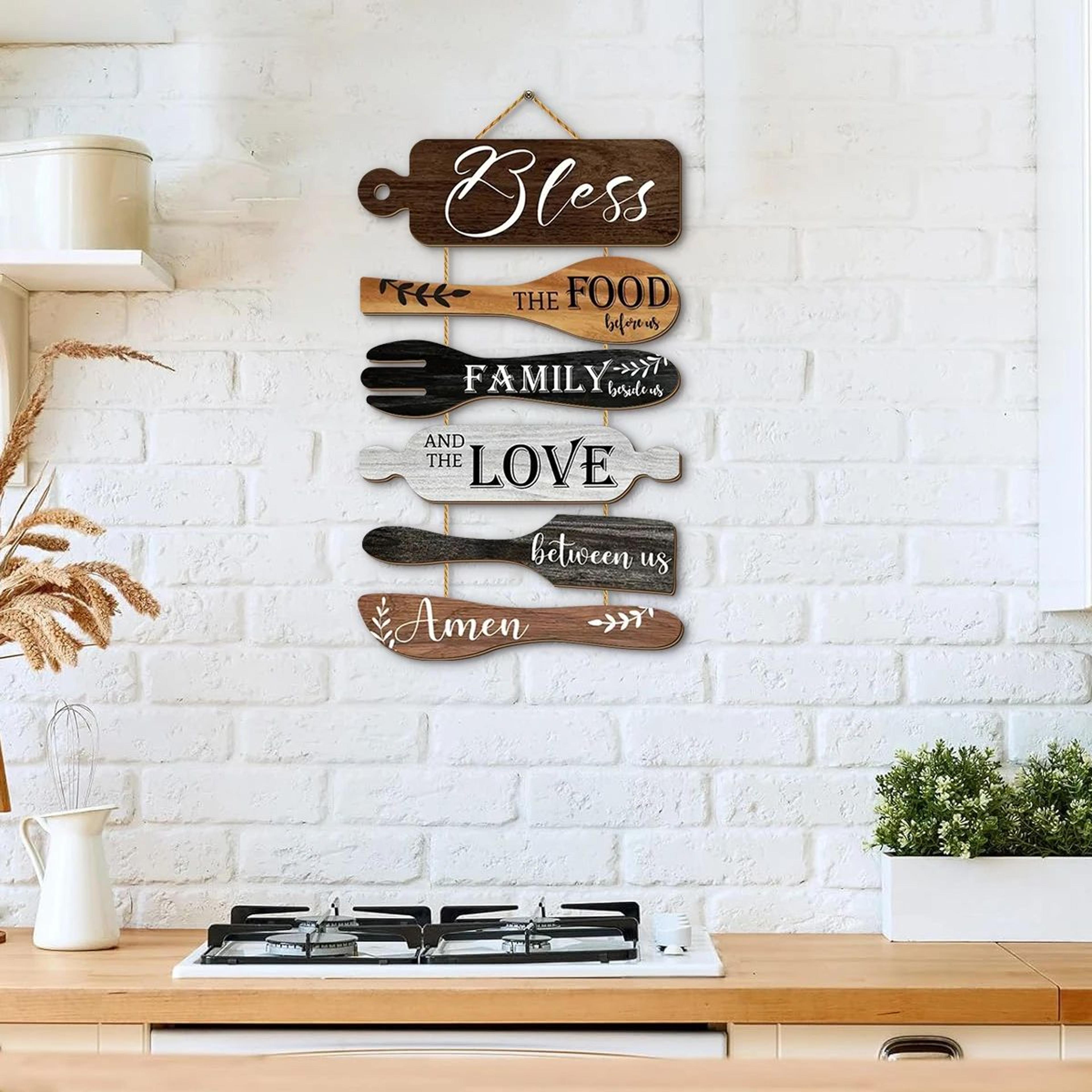 Family Blessings Wooden Kitchen Wall Decor  Rustic Farmhouse Dining Sign 1