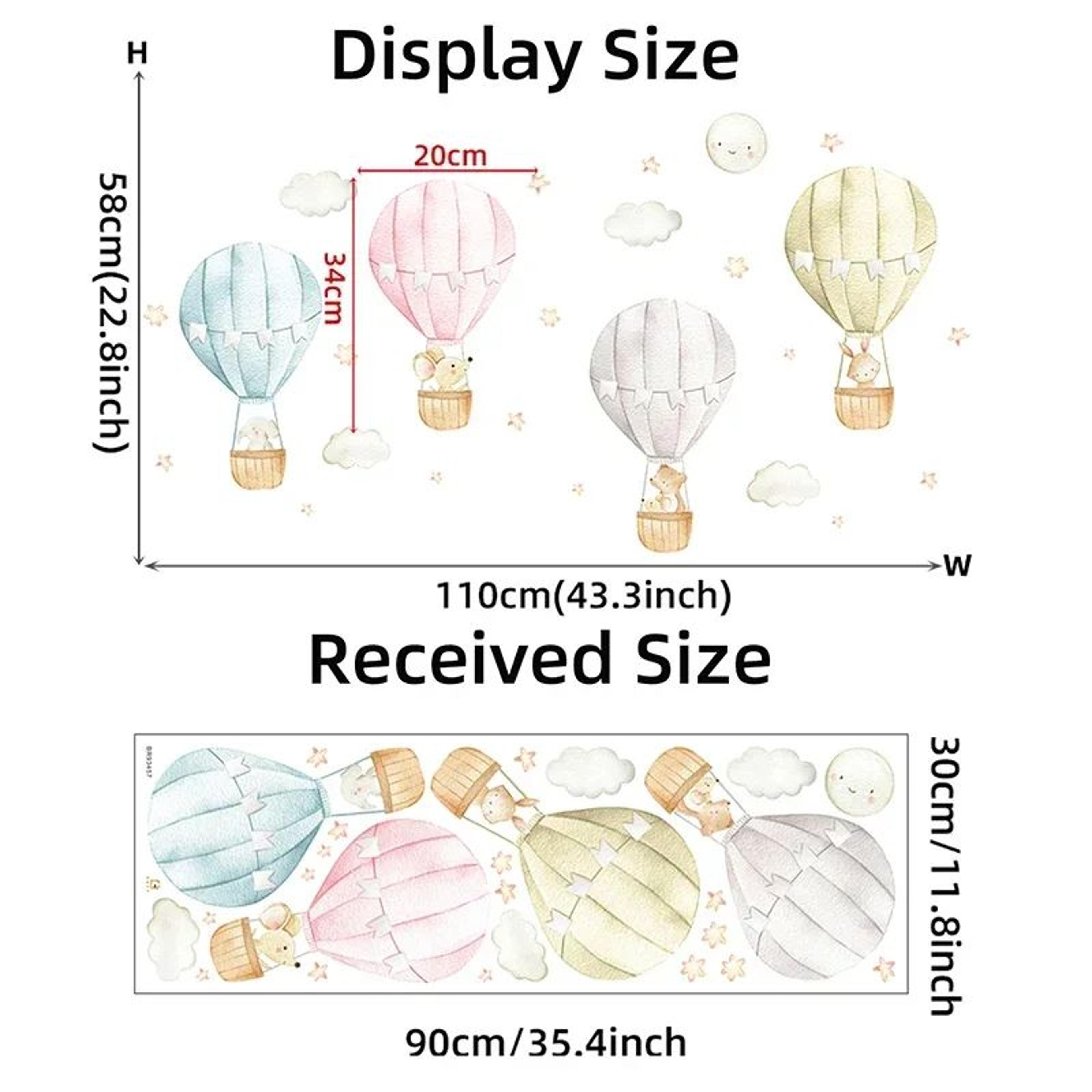 Dreamy Sky Hot Air Balloon Wall Decor  Watercolor Nursery Wall Decals For Kids  Baby Rooms 4