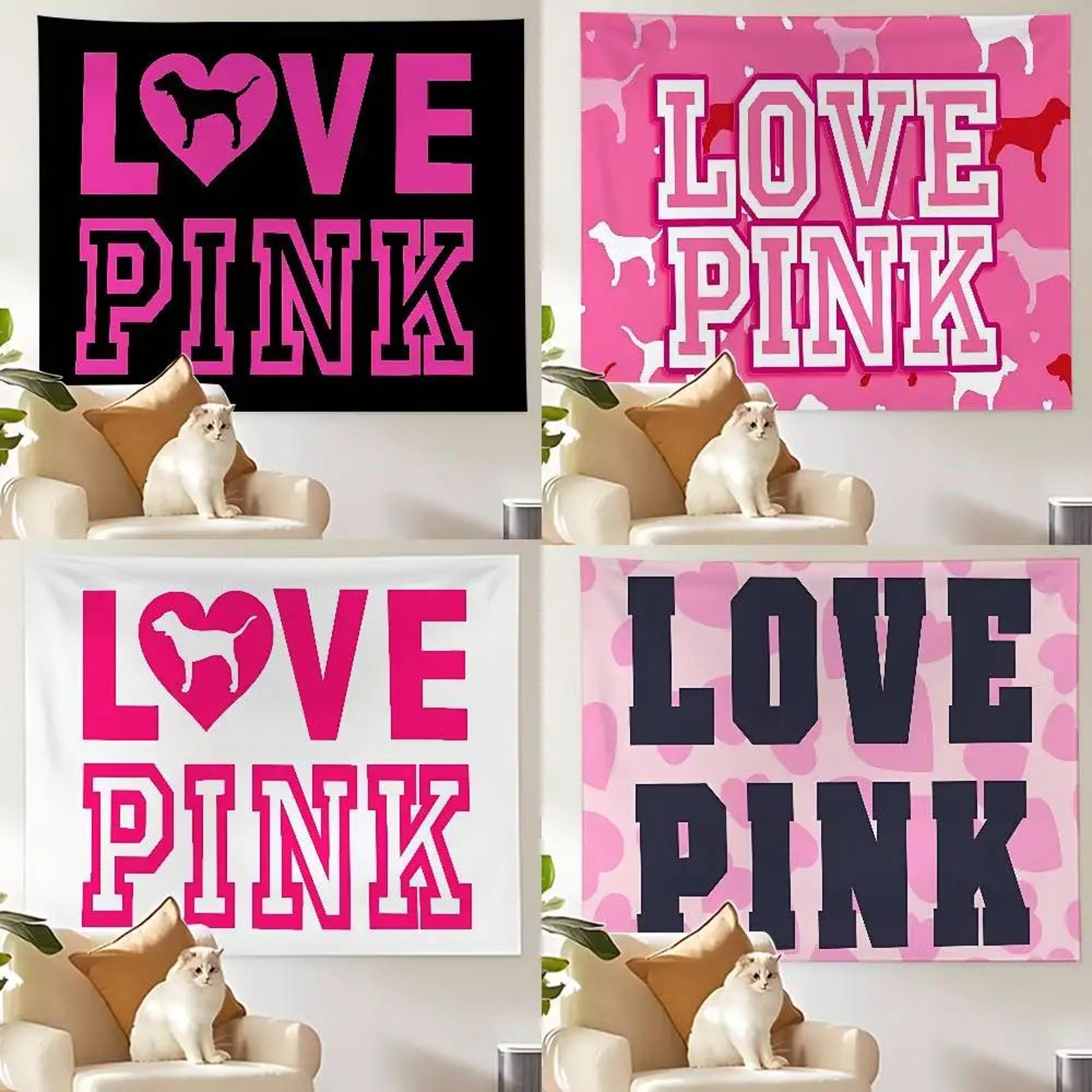 Love Pink Pink Tapestry Wall Hanging Tapestry For Bedroom Dorm And Aesthetic Room Decor 3