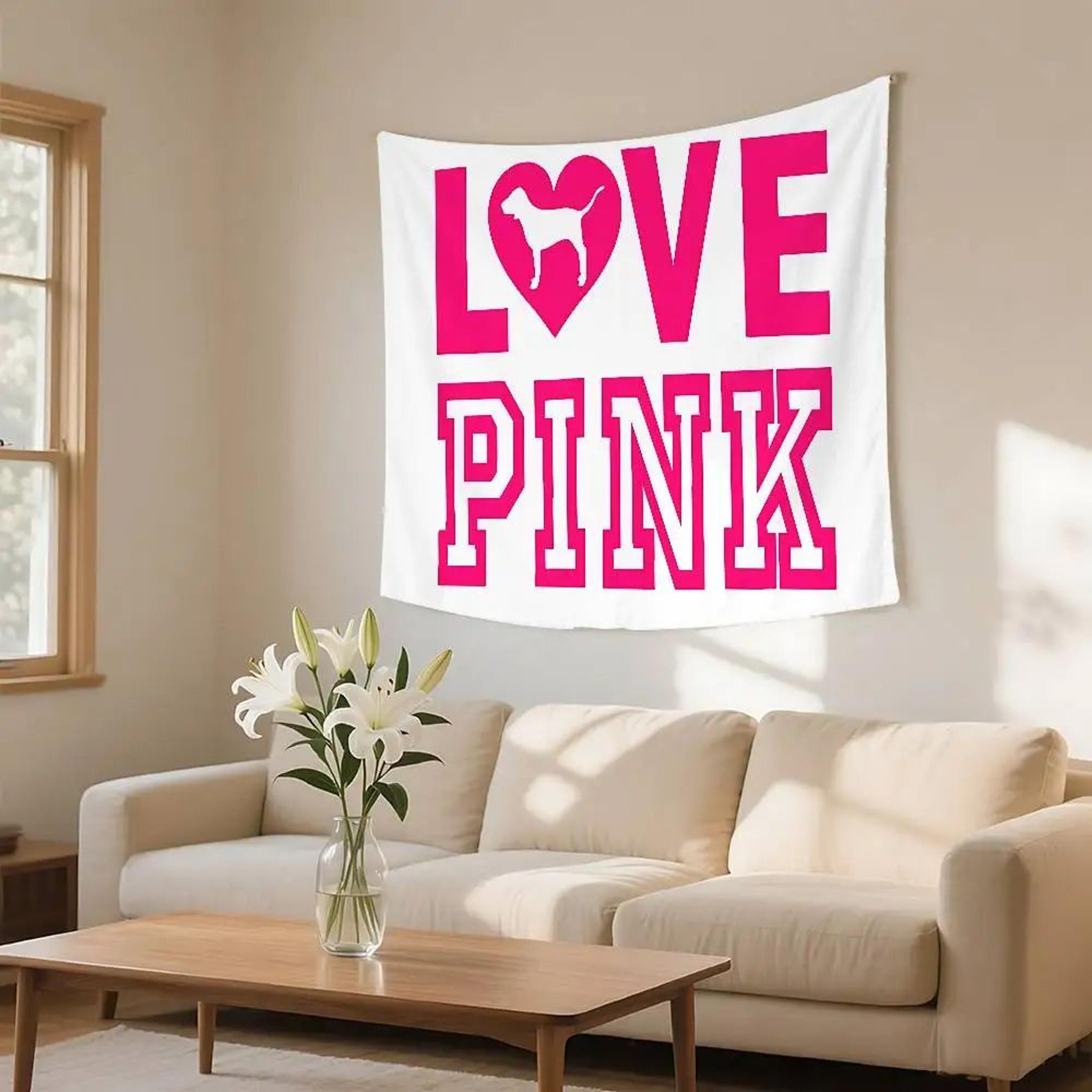 Love Pink Pink Tapestry Wall Hanging Tapestry For Bedroom Dorm And Aesthetic Room Decor 8