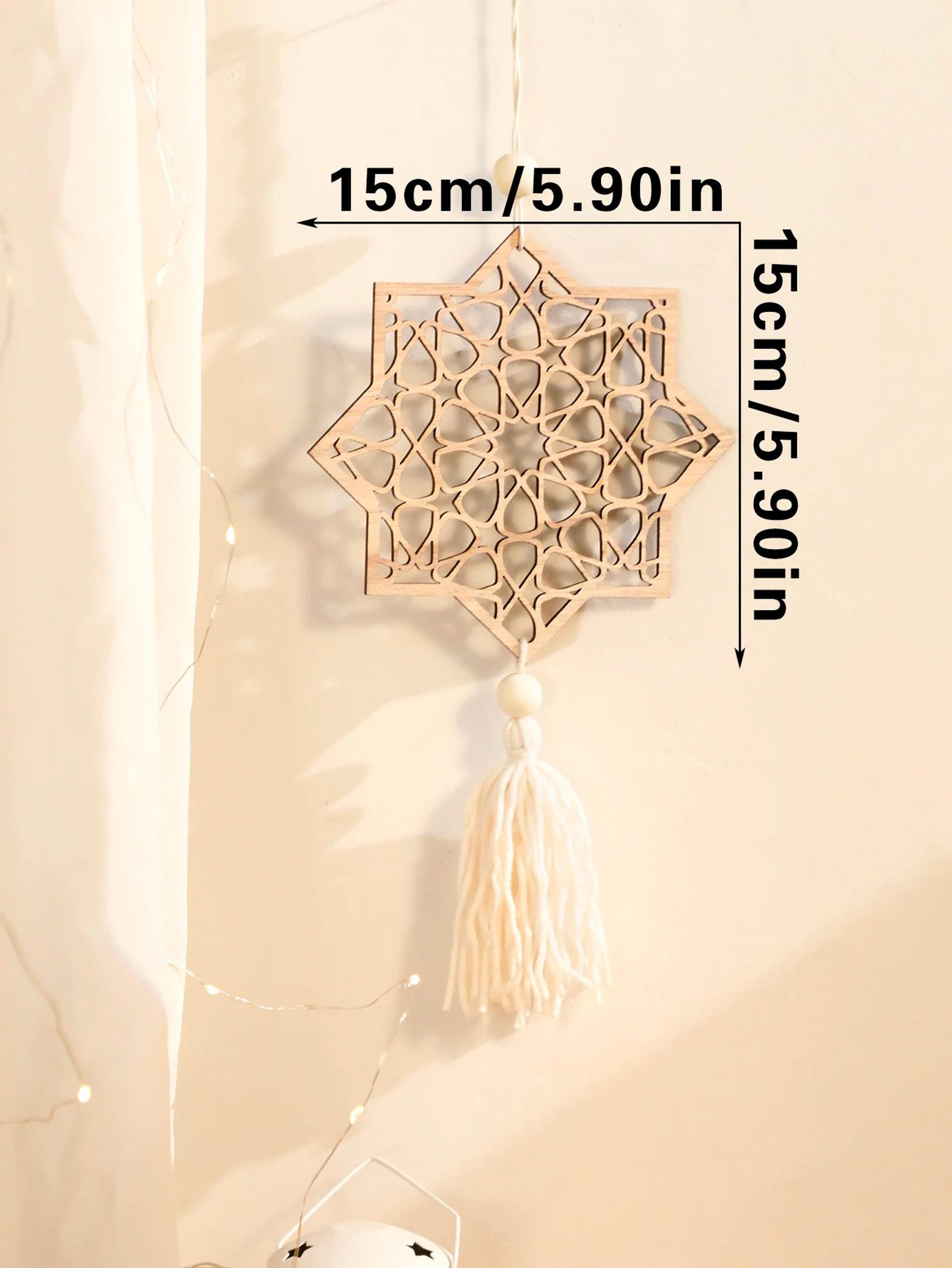 Wooden Ramadan Wall Decor With Tassels For Eid Mubarak Celebrations 6