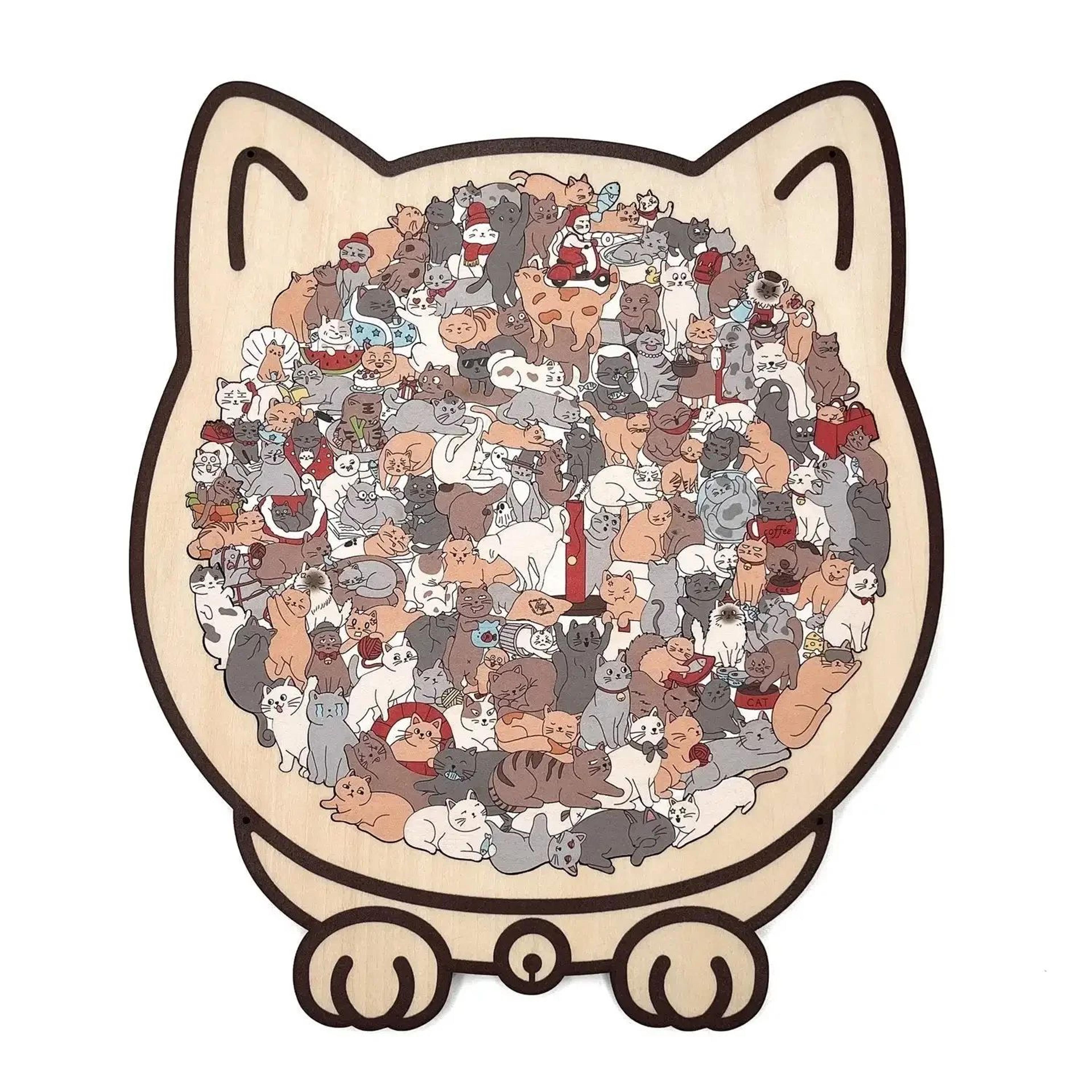 135Piece Cat Shaped Wooden Puzzle For Adults Decorative Gift For Cat Lovers 6
