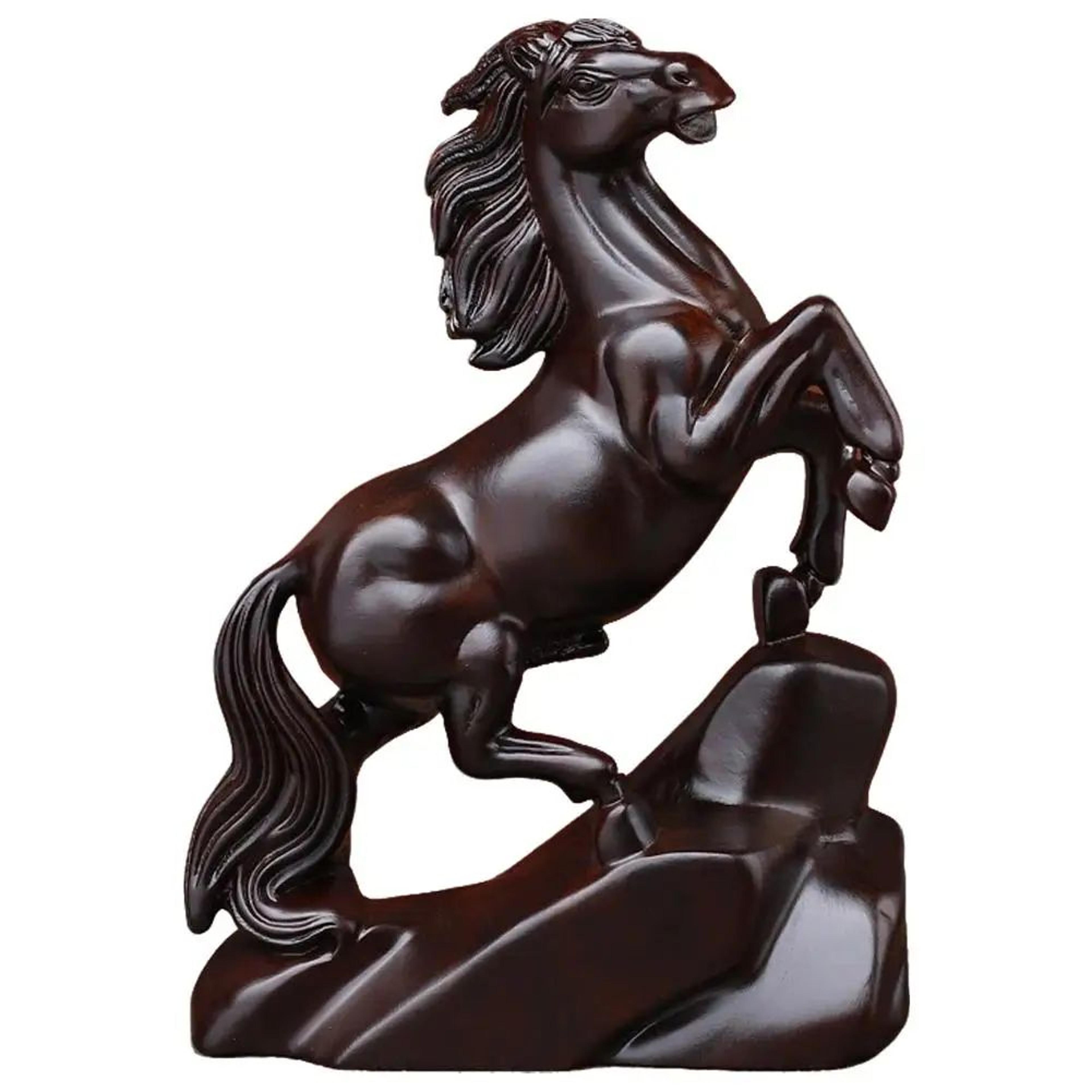 Rosewood Horse Statue For Wealth  Success  Feng Shui Zodiac Desk Decor 11