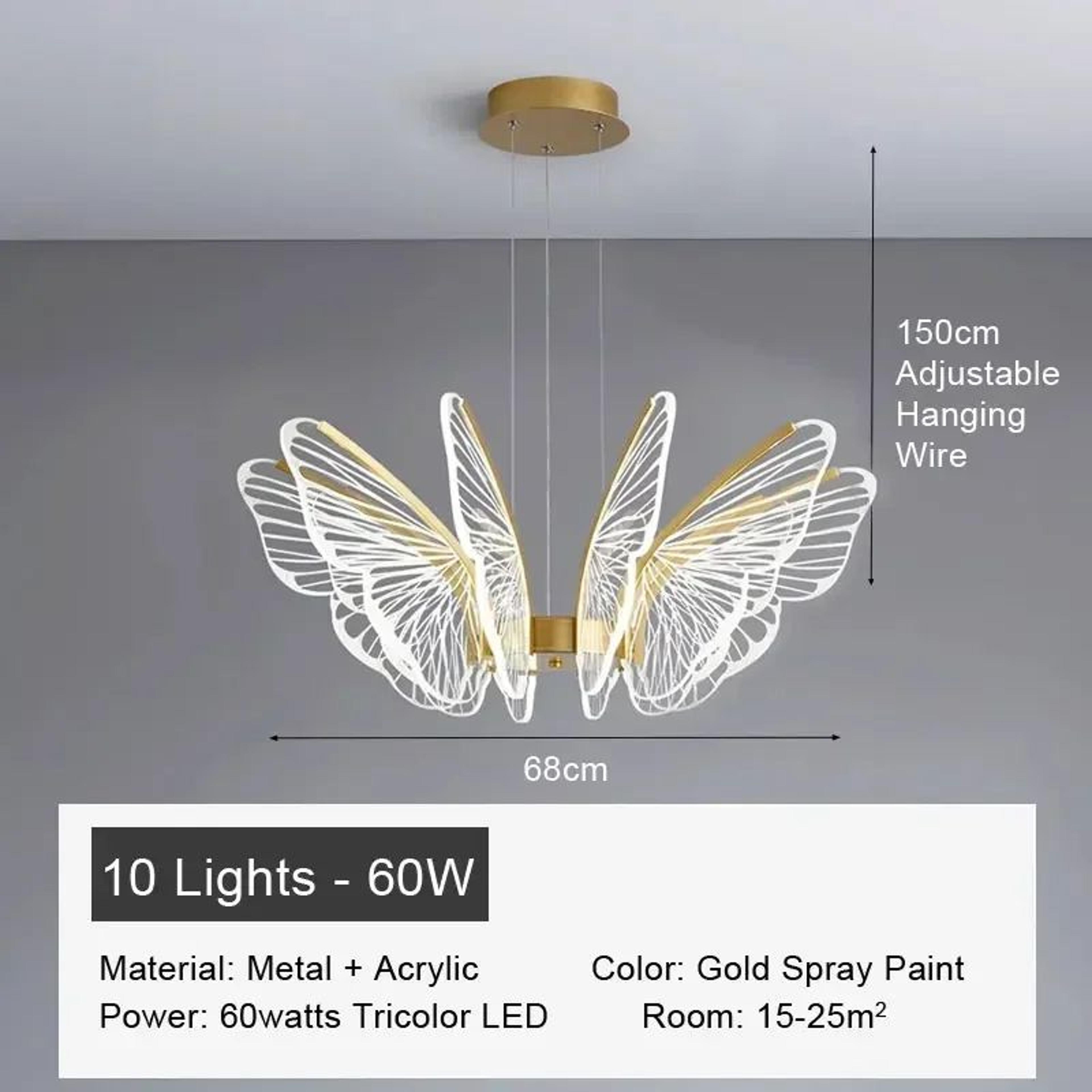 Aurora Butterfly Chandelier LED Acrylic Pendant Light For Bedroom Living Room  Kitchen Island 7
