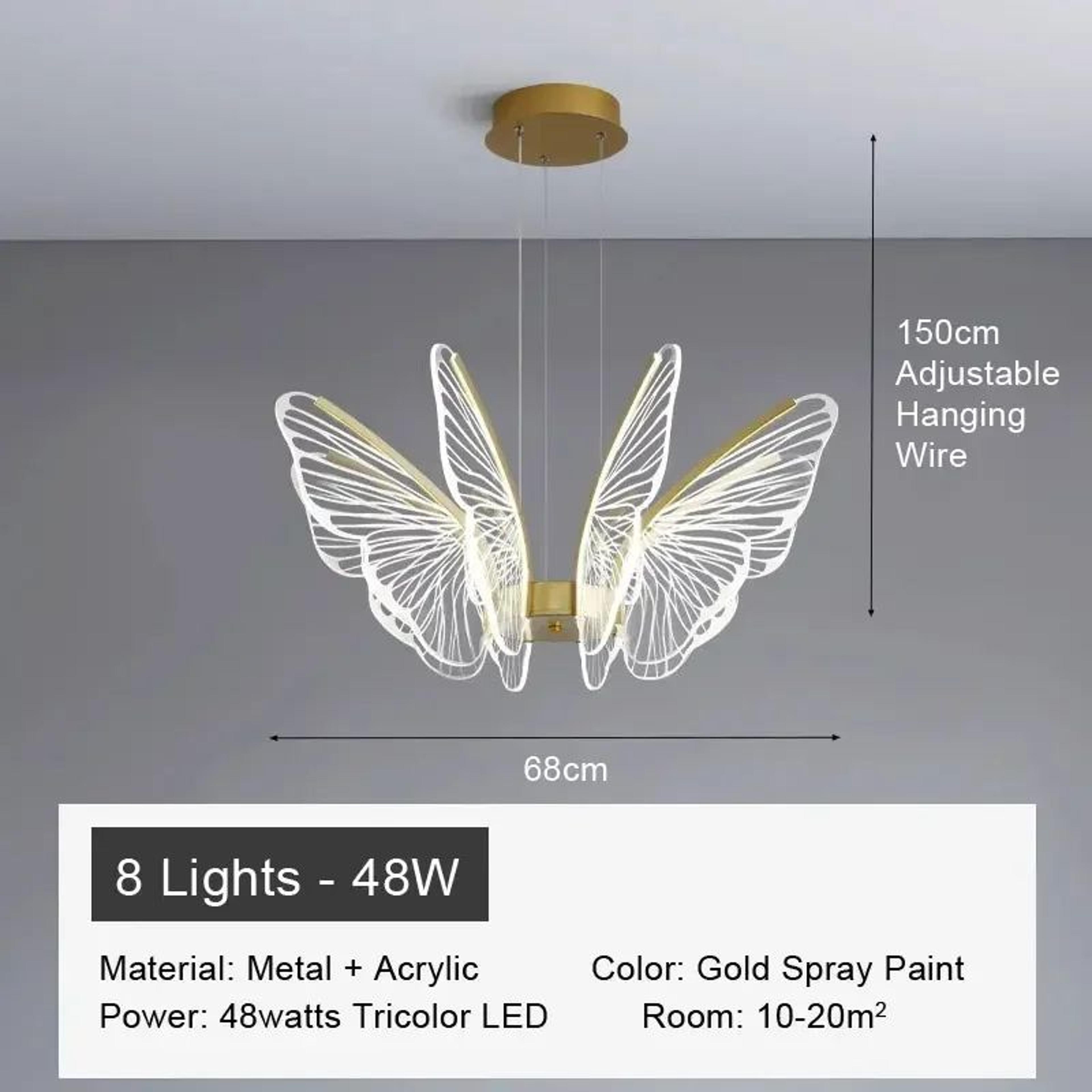 Aurora Butterfly Chandelier LED Acrylic Pendant Light For Bedroom Living Room  Kitchen Island 8