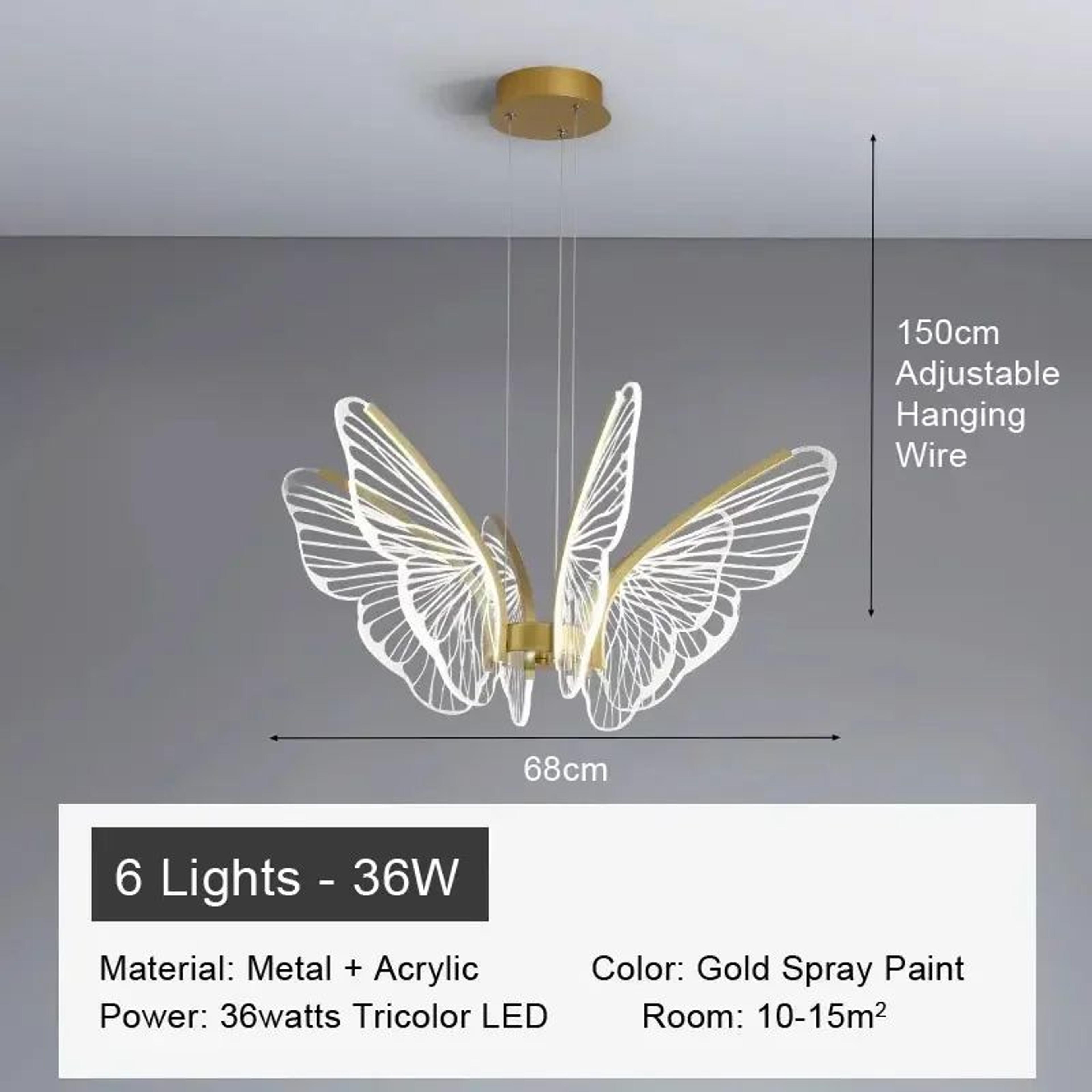 Aurora Butterfly Chandelier LED Acrylic Pendant Light For Bedroom Living Room  Kitchen Island 10