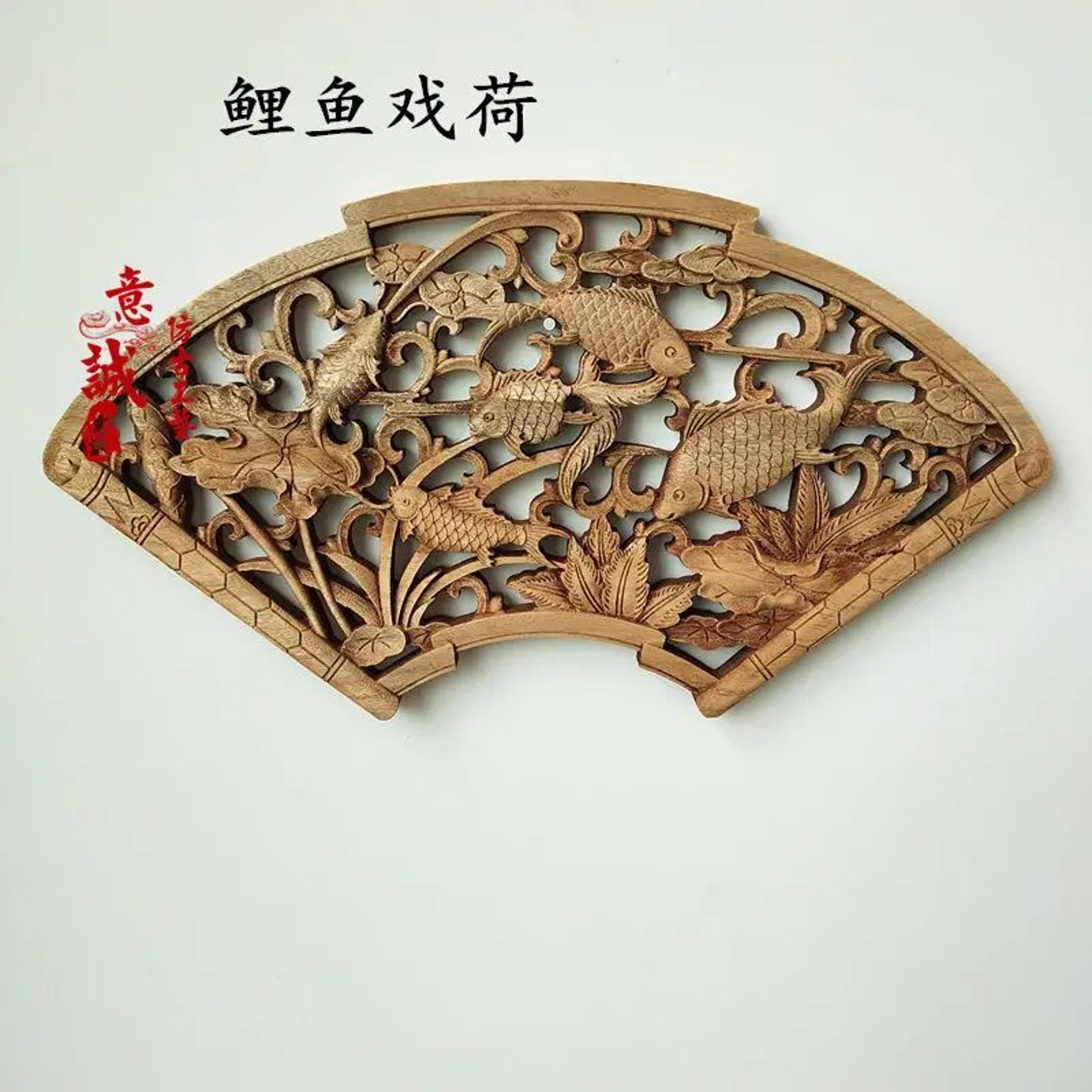 Handcrafted Camphor Wood Dragon  Phoenix Wall Decor  Traditional Chinese Wood Carved Wall Art 1