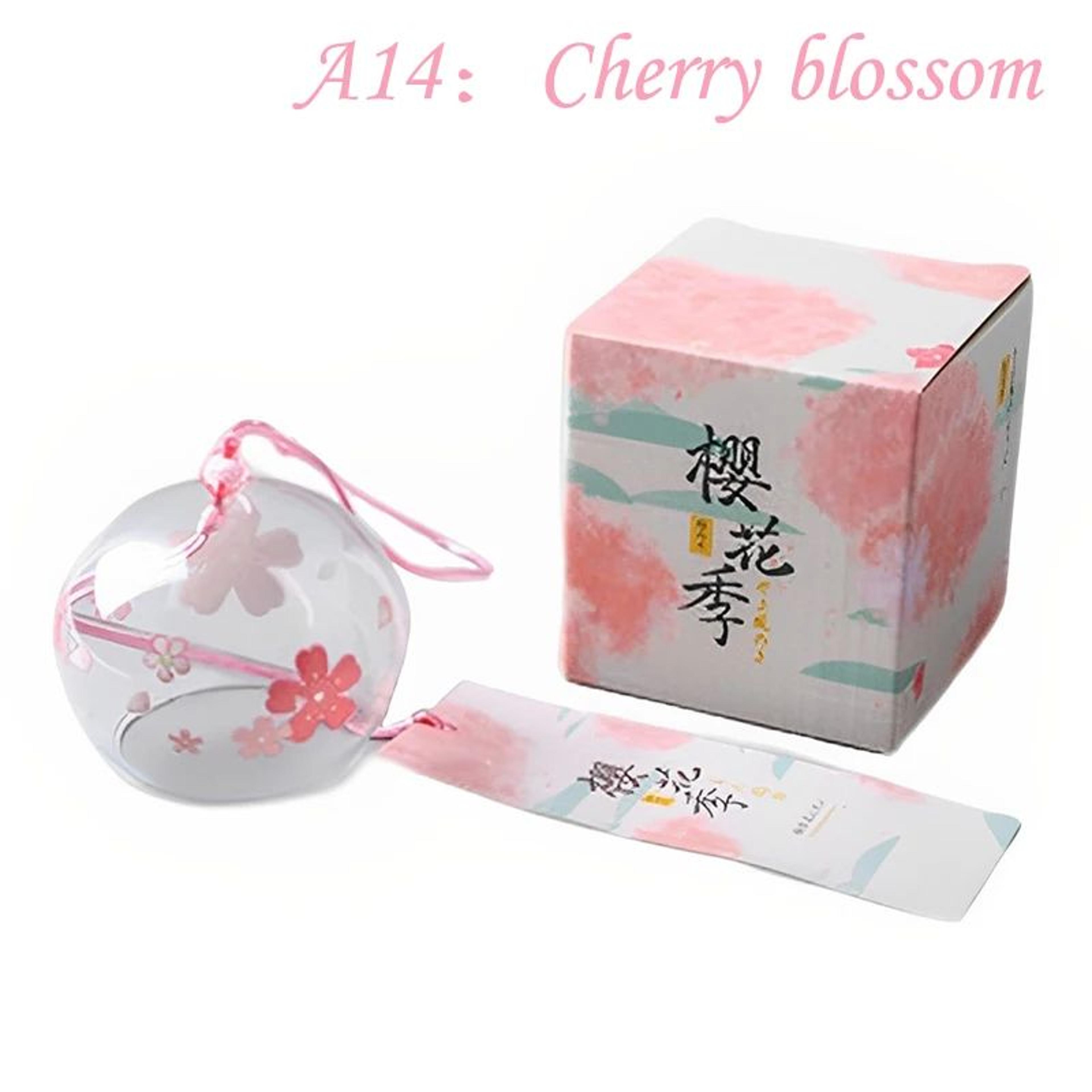 Sakura Serenity Japanese Wind Chime  Handmade Glass Furin Bell For Calm Outdoor Decor 19