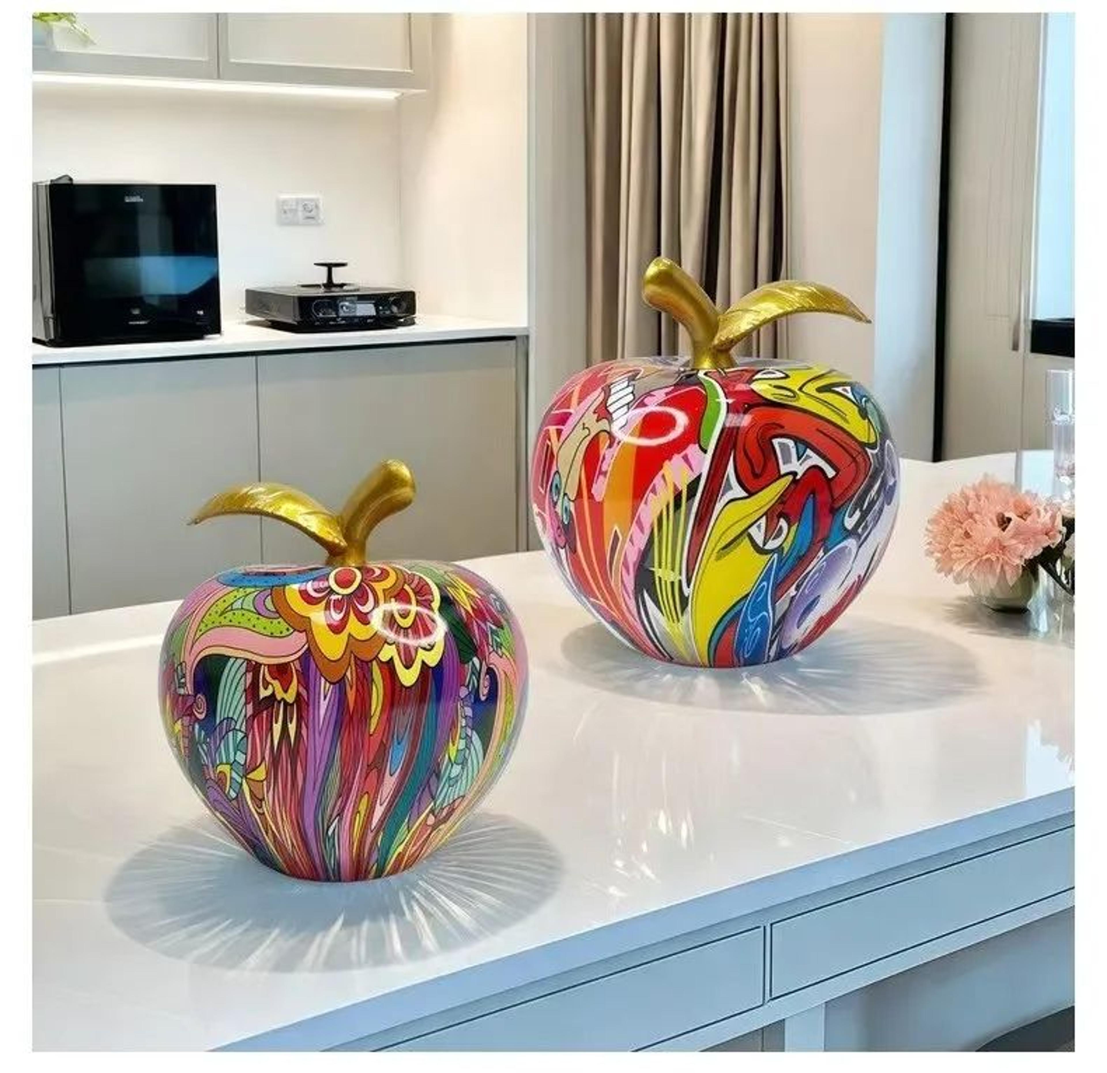Abstract Apple Statue  Colorful Resin Apple Decor For Modern Home Decoration 2