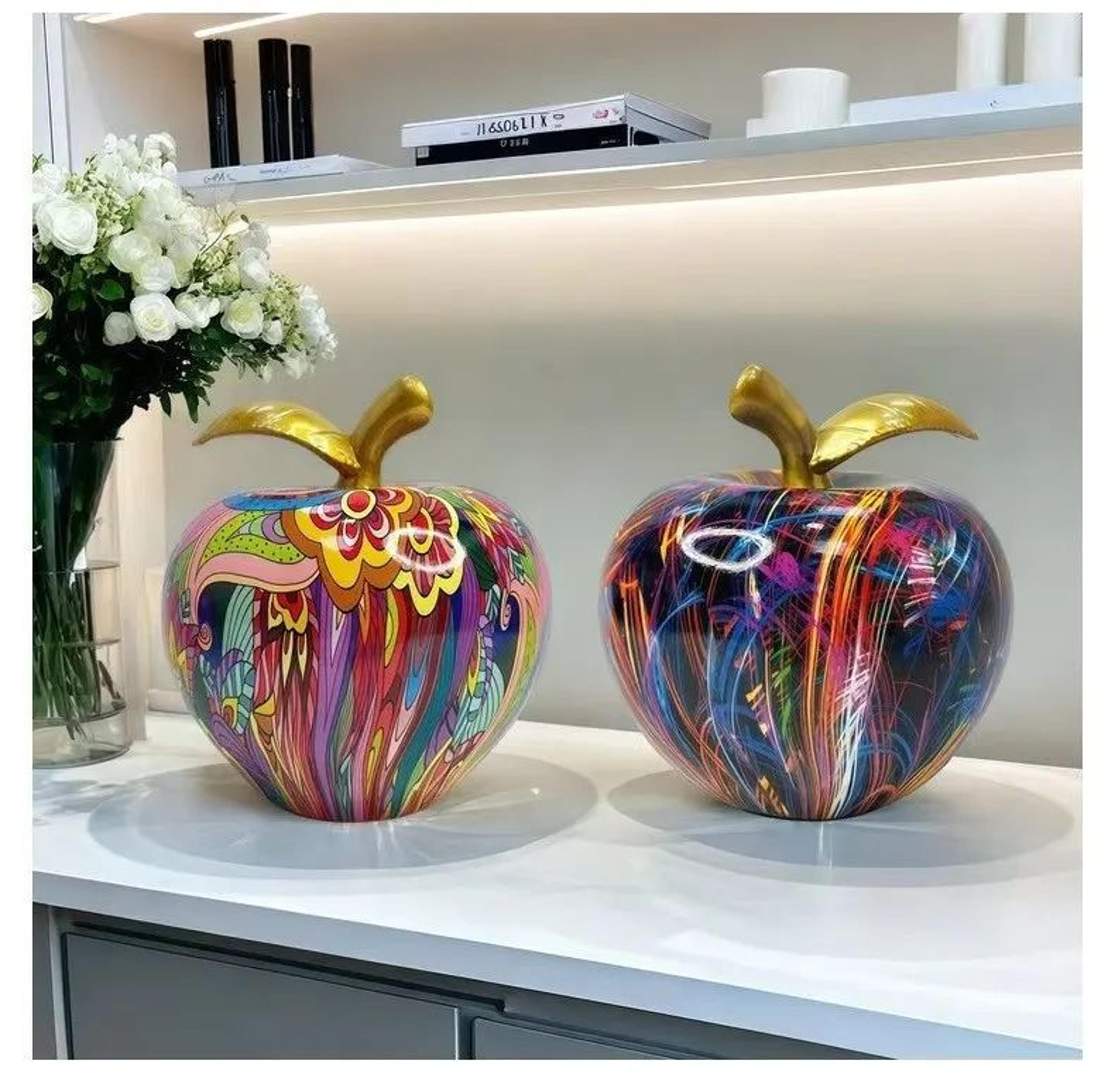Abstract Apple Statue  Colorful Resin Apple Decor For Modern Home Decoration 3