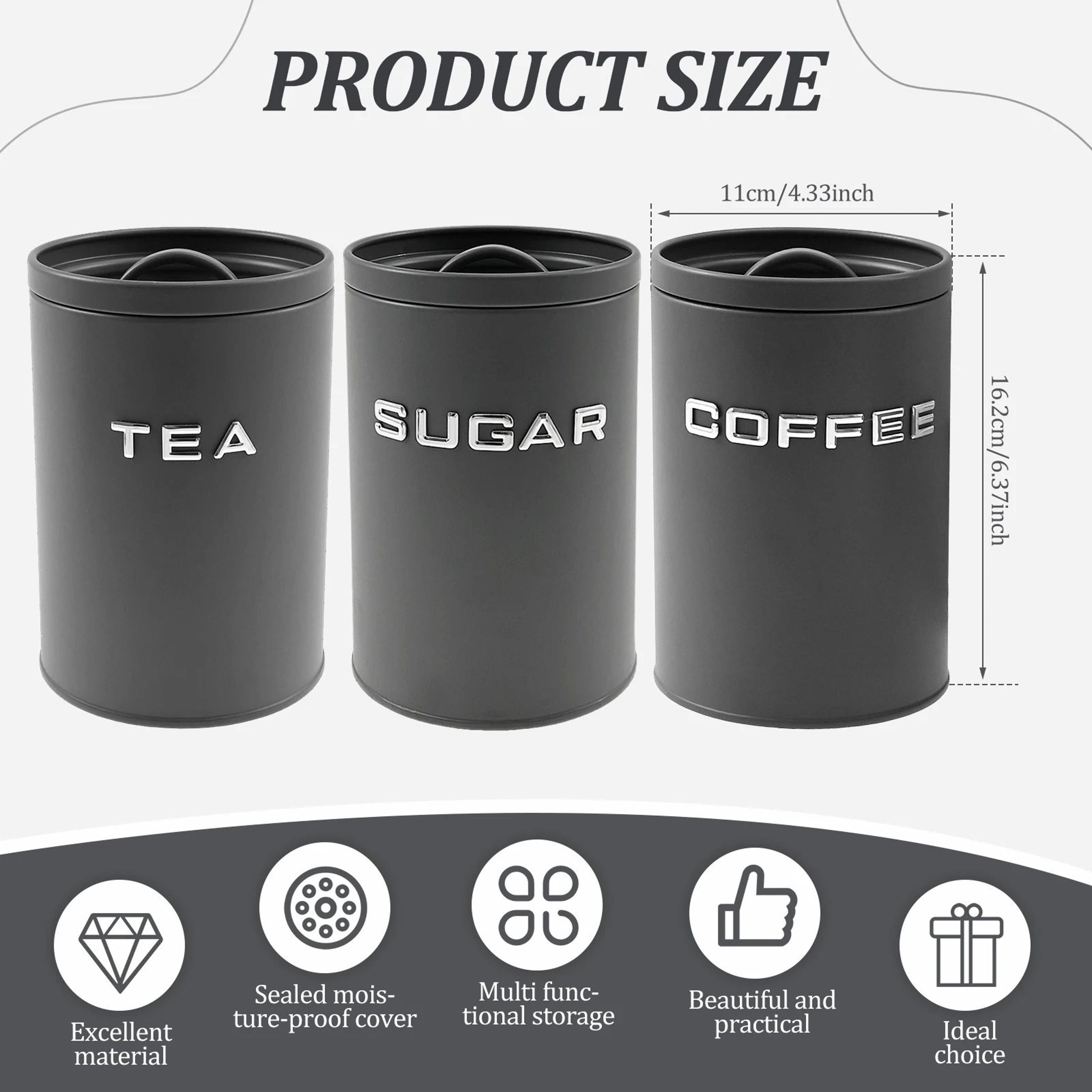 Airtight Coffee Canister Set  3Piece Kitchen Storage Jars For Coffee Tea  Sugar 1