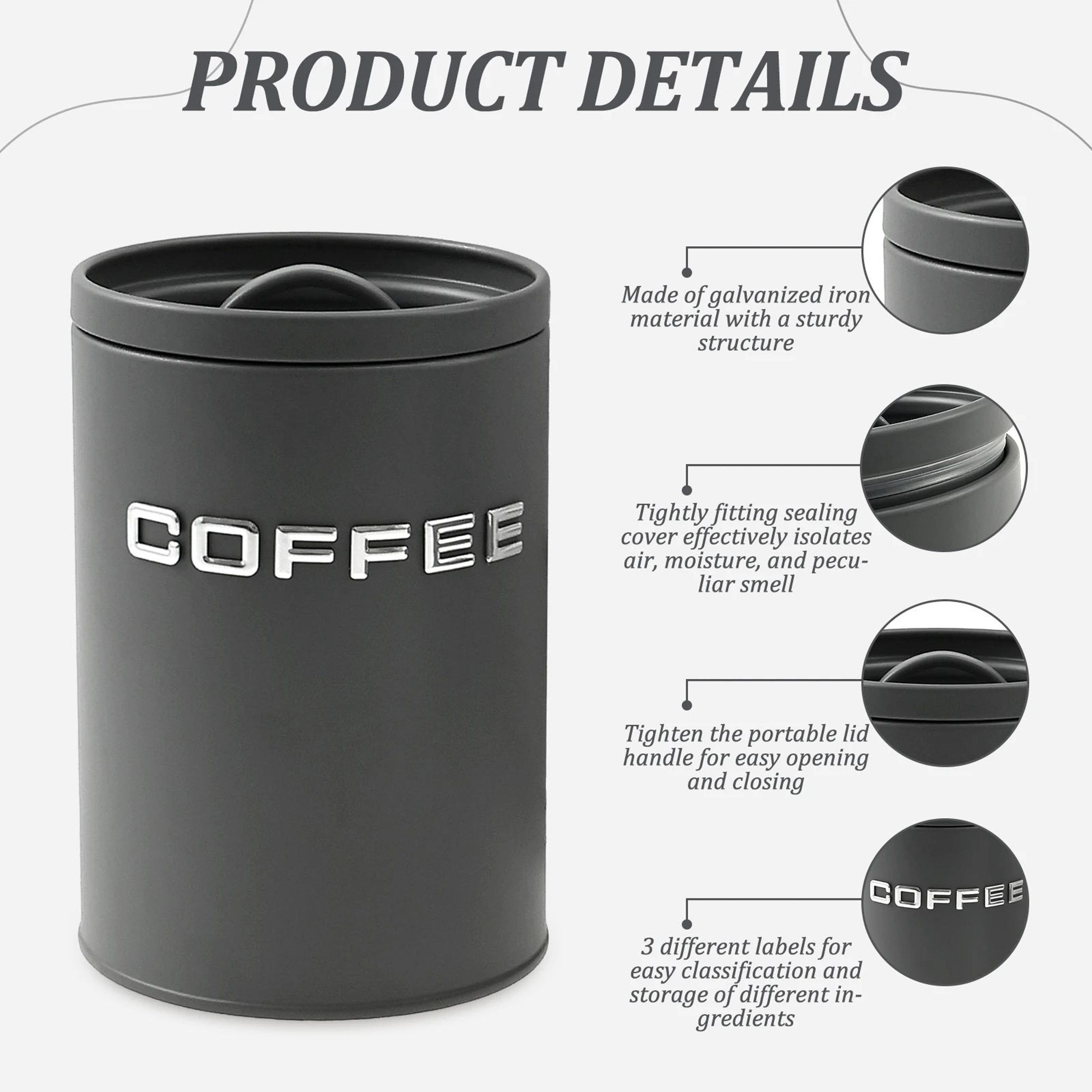 Airtight Coffee Canister Set  3Piece Kitchen Storage Jars For Coffee Tea  Sugar 2