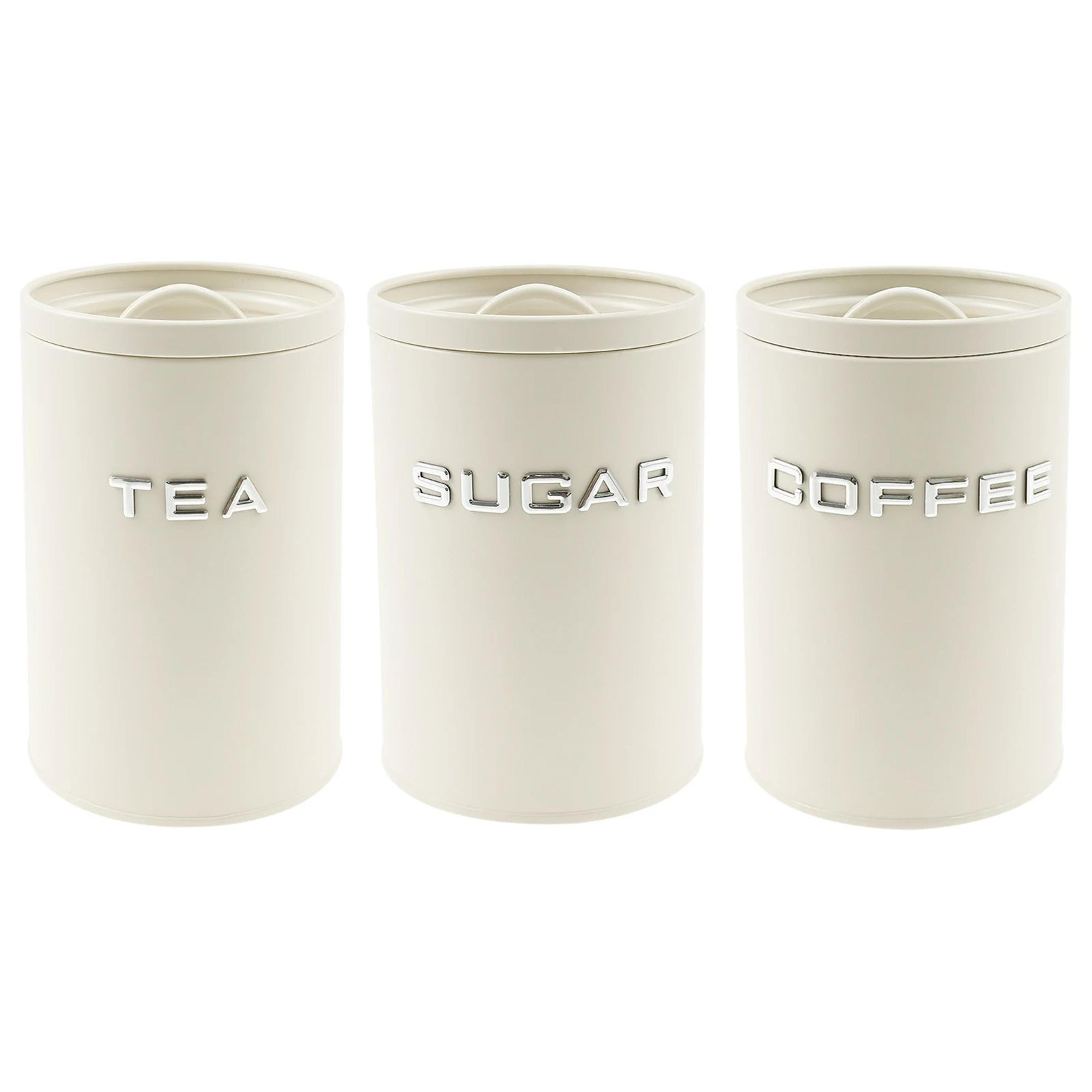 Airtight Coffee Canister Set  3Piece Kitchen Storage Jars For Coffee Tea  Sugar 6