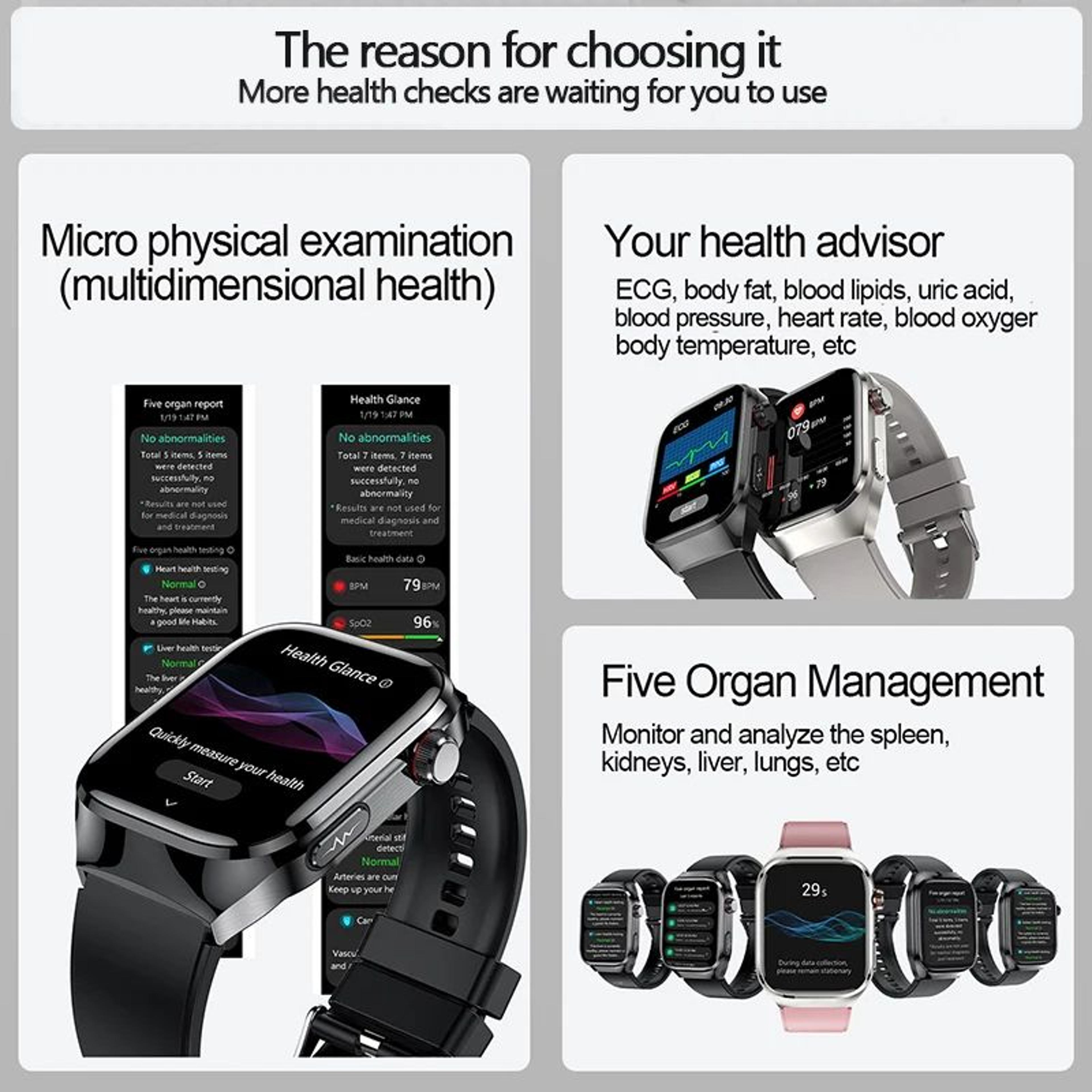 Smart Health Watch Pro ECG Bluetooth Fitness Tracker With Blood Pressure Monitoring 5