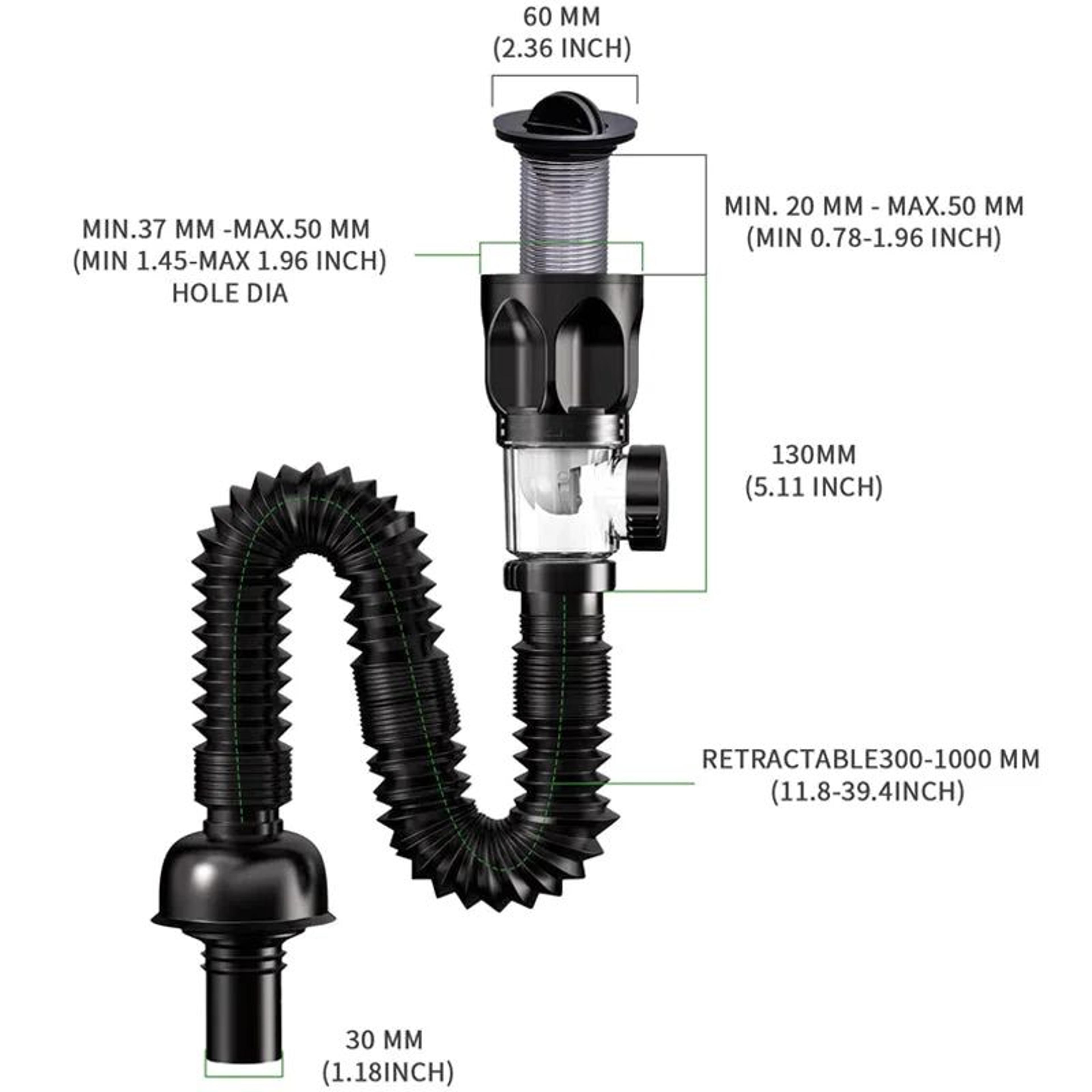 Flexible AntiOdor Sink Drain Pipe With Deodorizing Filter 4