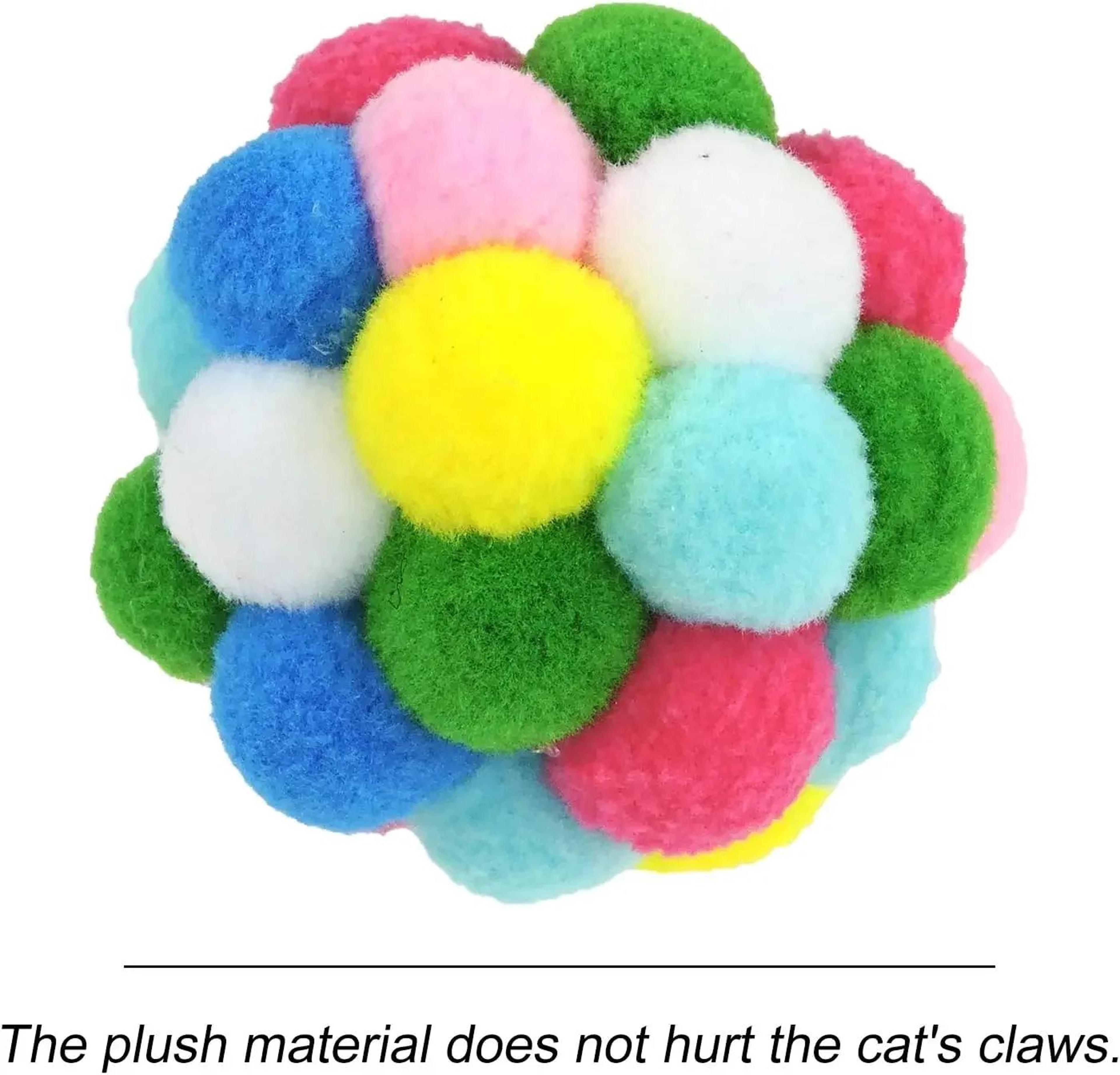 Sparkle Bell Pom Pom Cat Toy Balls Set For Indoor Cats  Kittens 4